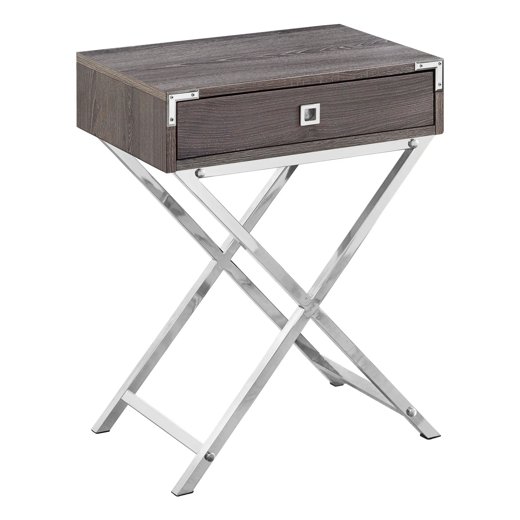 Dark Taupe Finish and Chrome Metal Accent Table By Homeroots - 333262