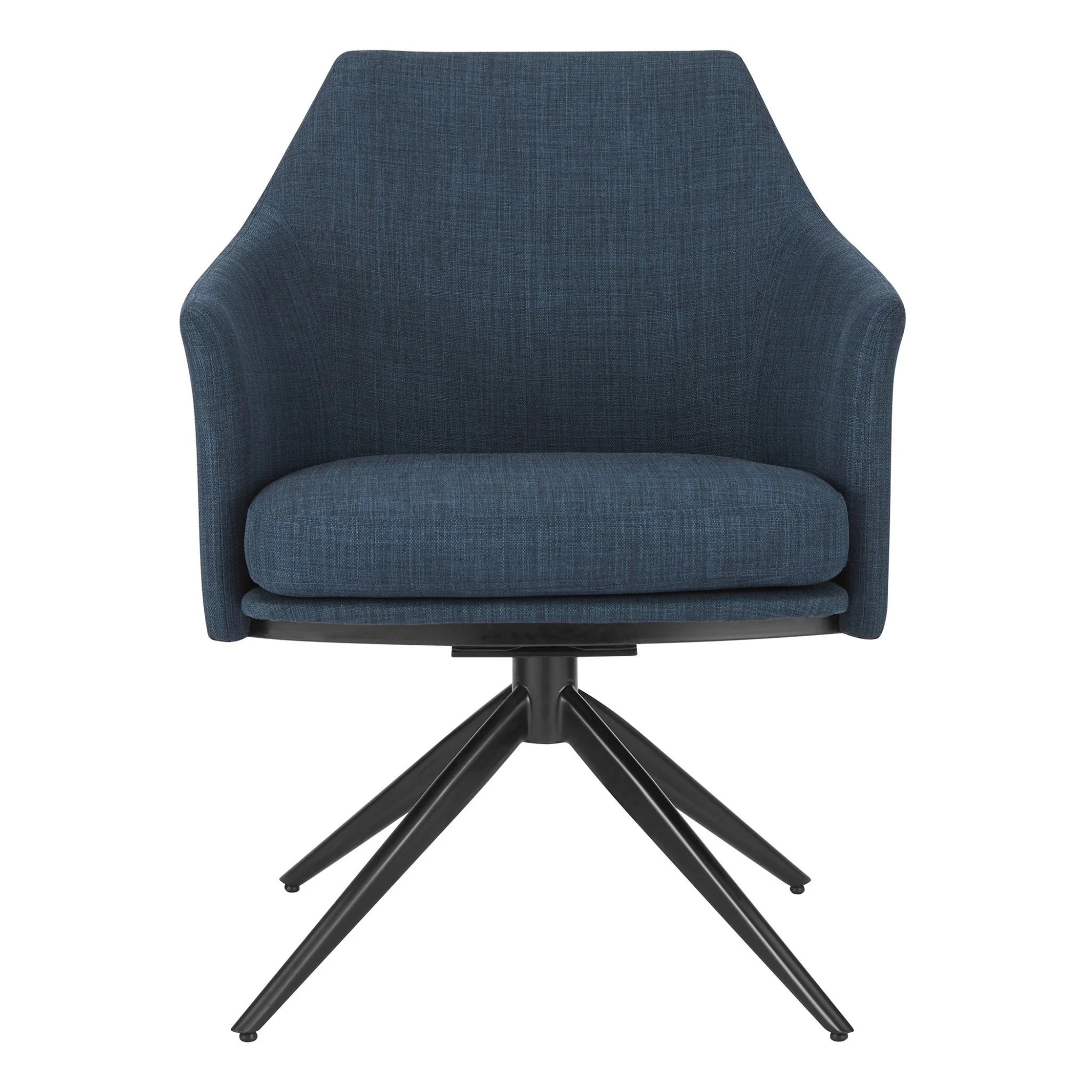 Dark Teal Blue Fabric And Black Swivel Armchair By Homeroots
