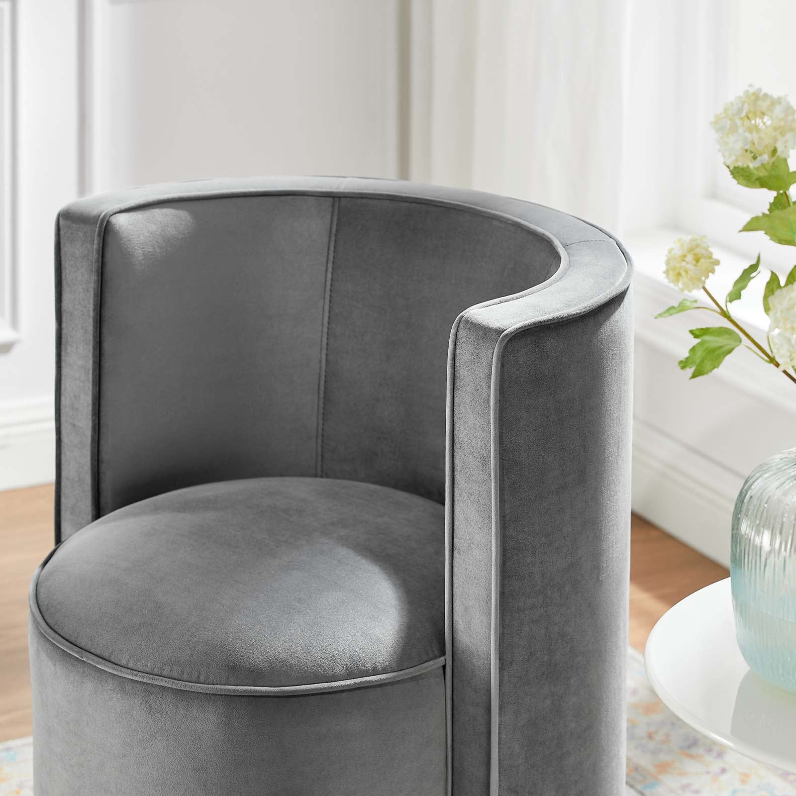 Della Performance Velvet Fabric Swivel Chair By Modway - EEI-6222