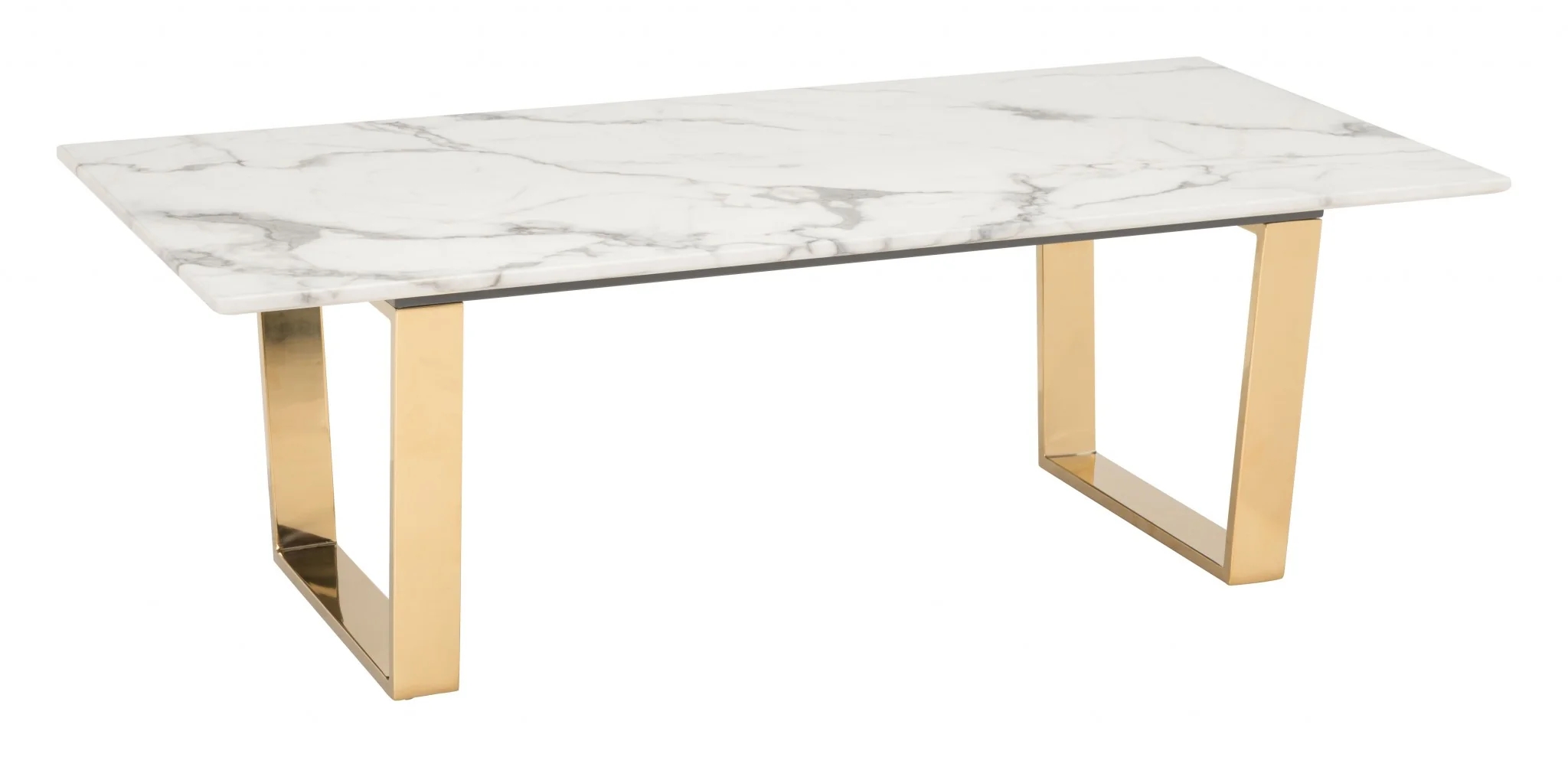 Designer's Choice White Faux Marble and Gold Coffee Table By Homeroots
