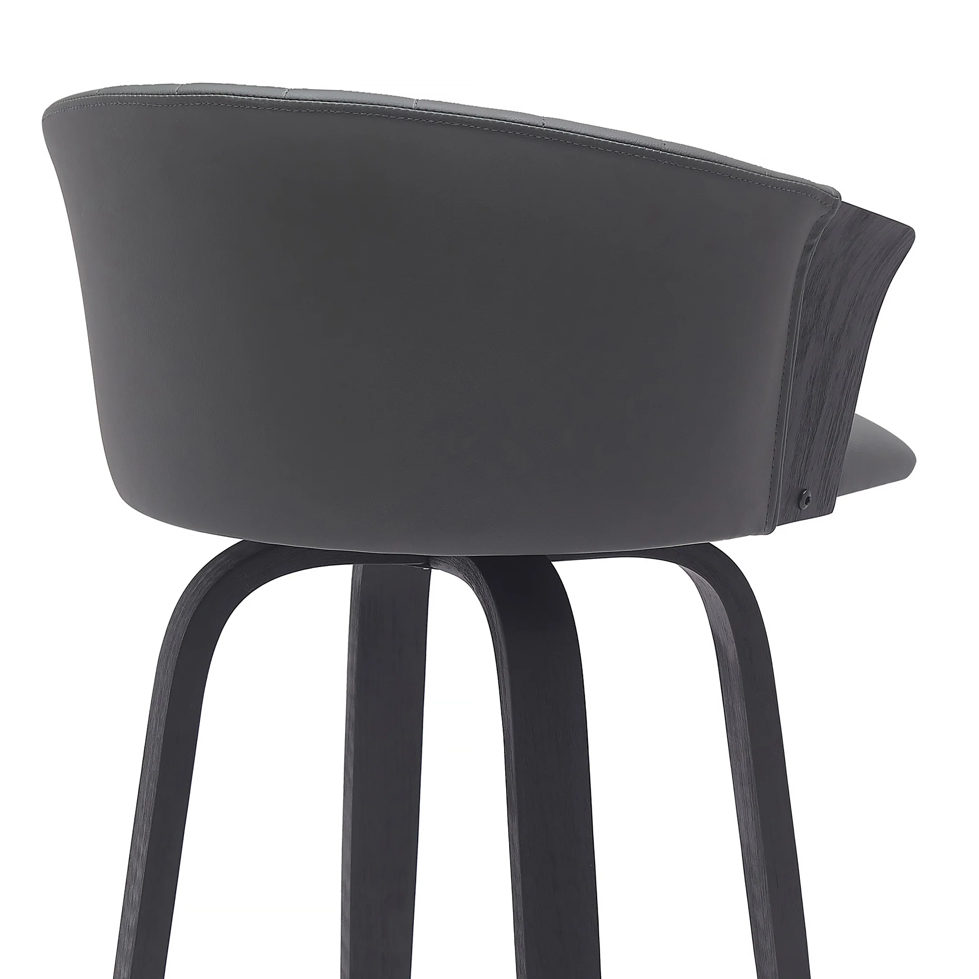 Diana 26" Swivel Black Wood Counter Stool in Gray Faux Leather By Armen Living - Image 5