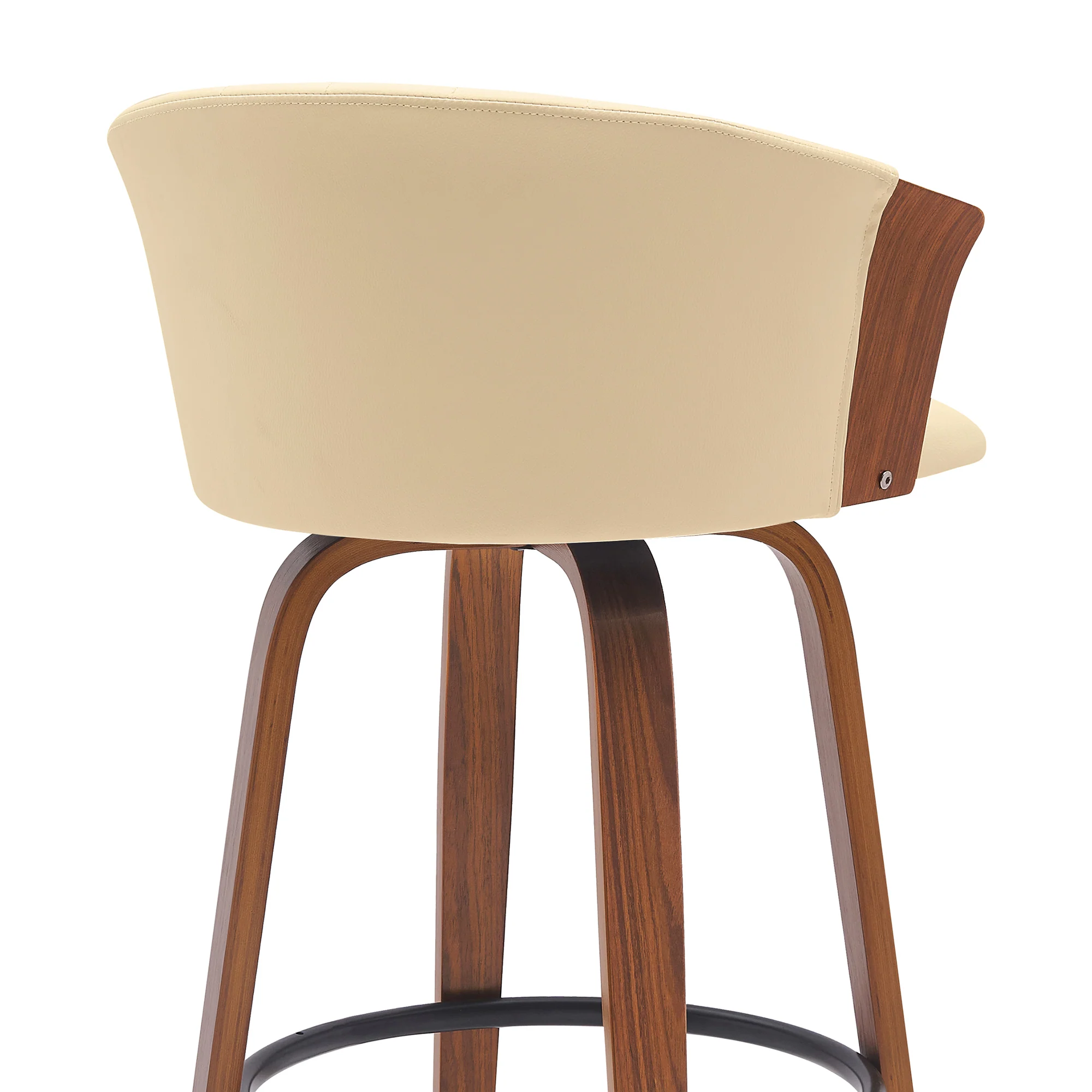 Diana 26" Swivel Walnut Wood Counter Stool in Cream Faux Leather By Armen Living - Image 5