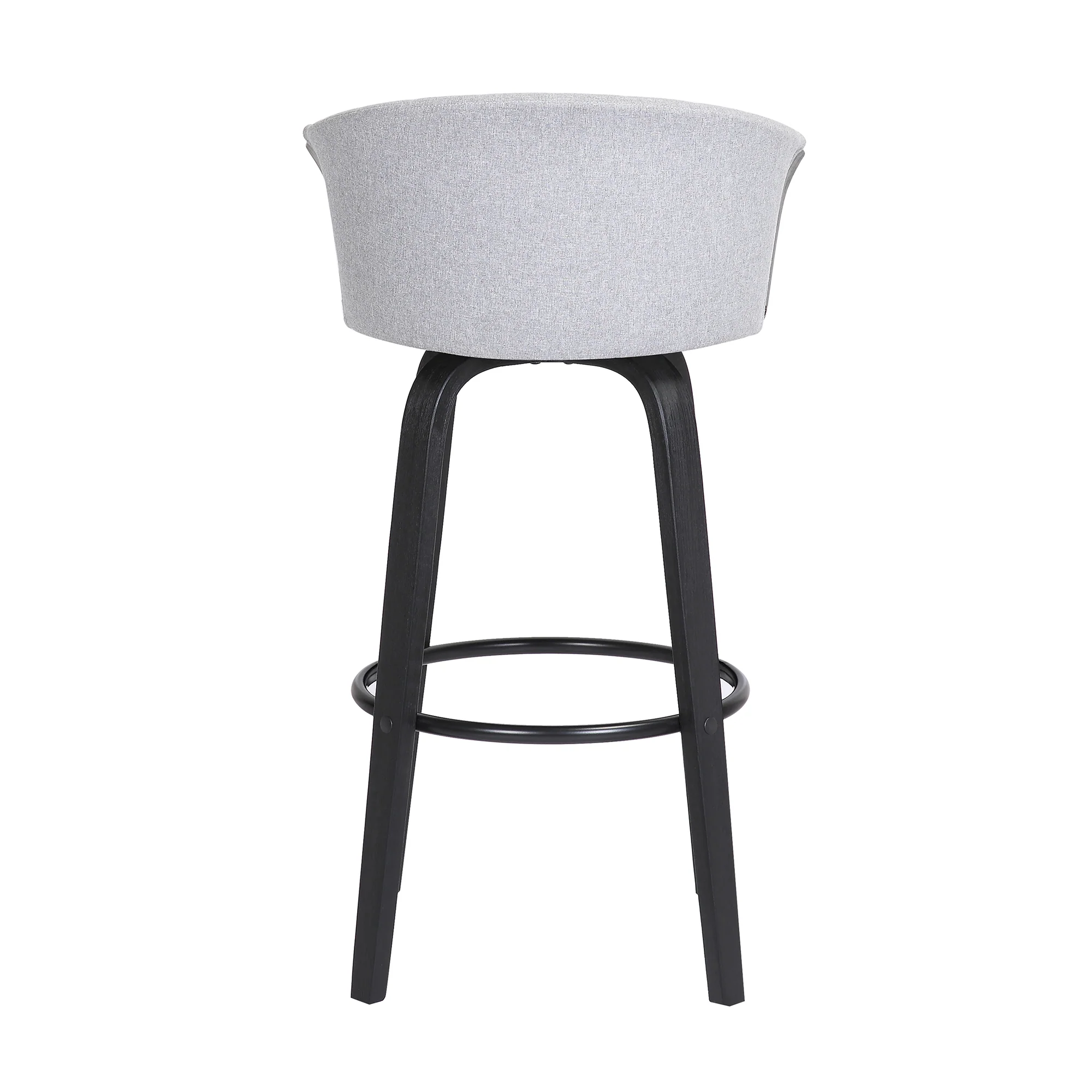 Diana 30" Swivel Black Wood Bar Stool in Light Grey Fabric By Armen Living - Image 6
