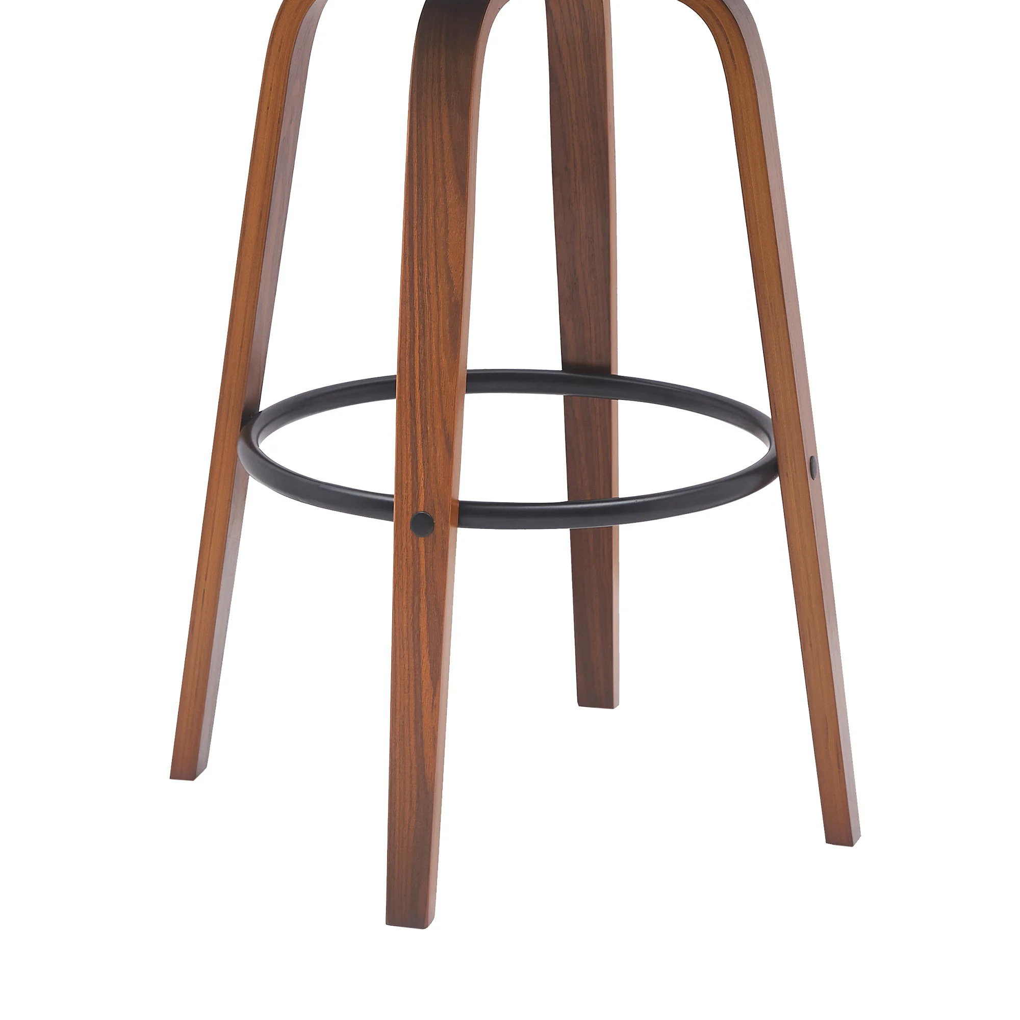 Diana 30" Swivel Walnut Wood Bar Stool in Cream Faux Leather By Armen Living - Image 8