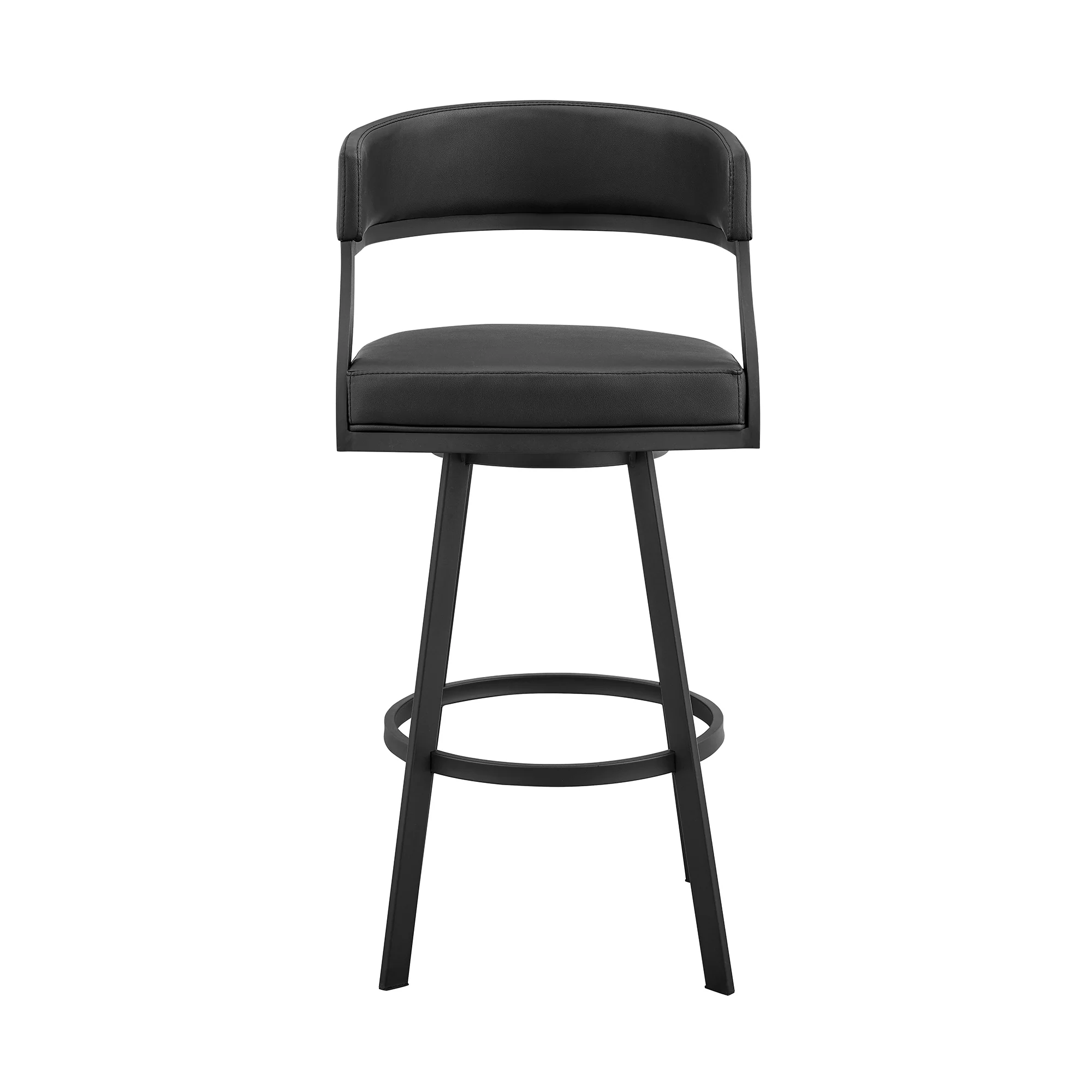 Dione 26" Counter Height Swivel Black Faux Leather and Metal Bar Stool By Armen Living - Image 3