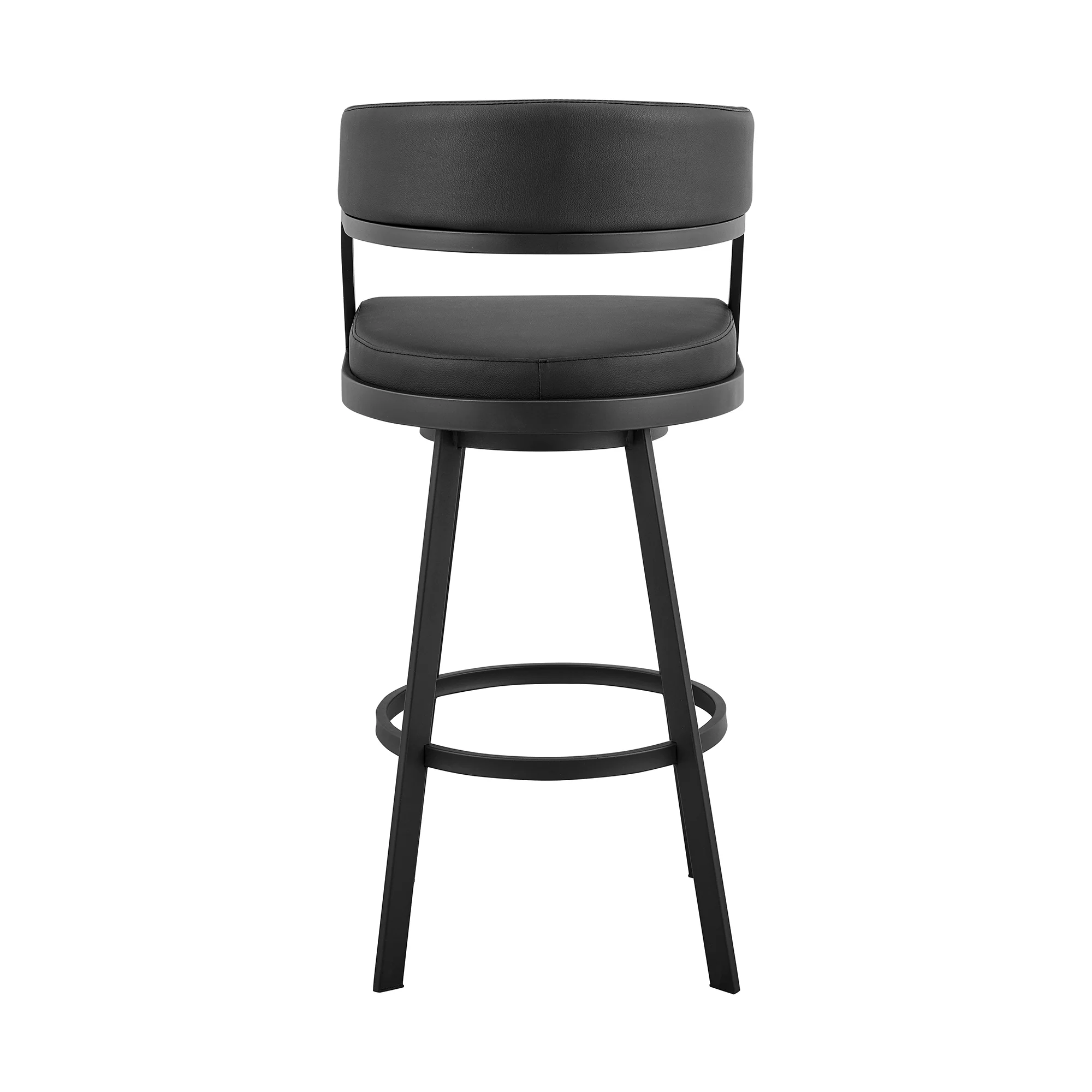 Dione 26" Counter Height Swivel Black Faux Leather and Metal Bar Stool By Armen Living - Image 6