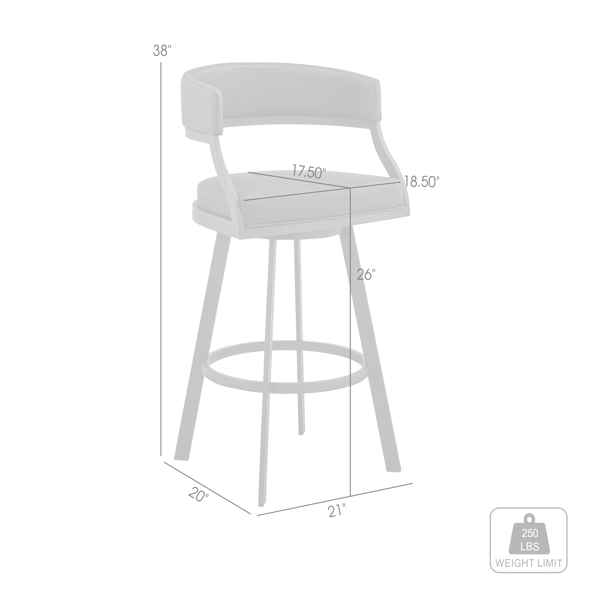 Dione 26" Counter Height Swivel Black Faux Leather and Metal Bar Stool By Armen Living - Image 9