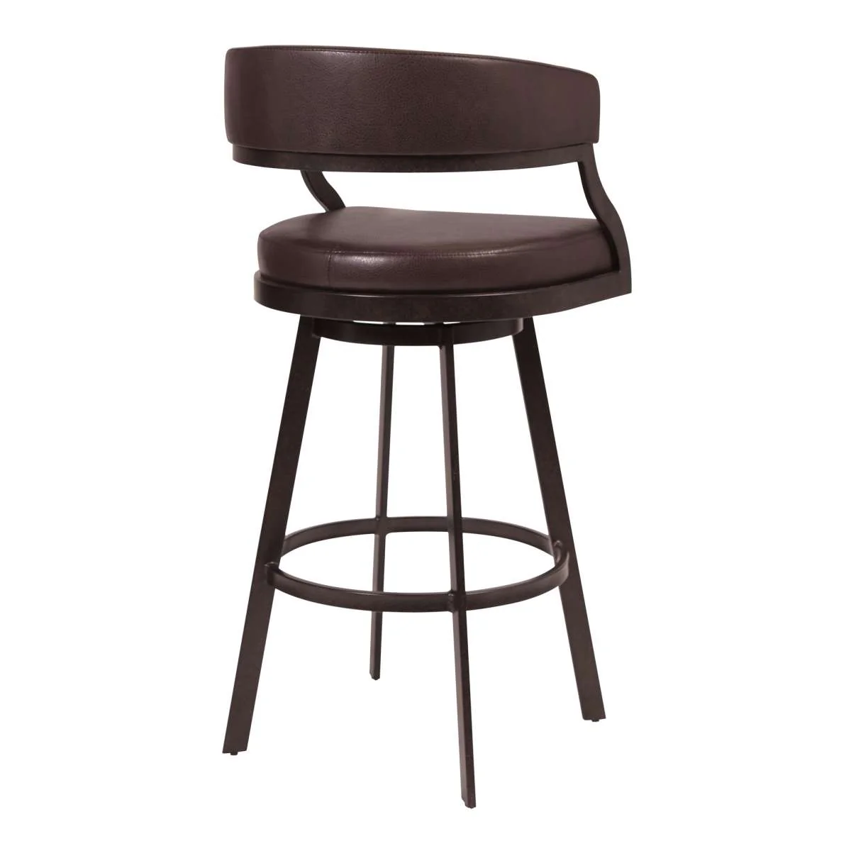 Dione 30" Bar Height Barstool in Auburn Bay and Brown Faux Leather By Armen Living - Image 2