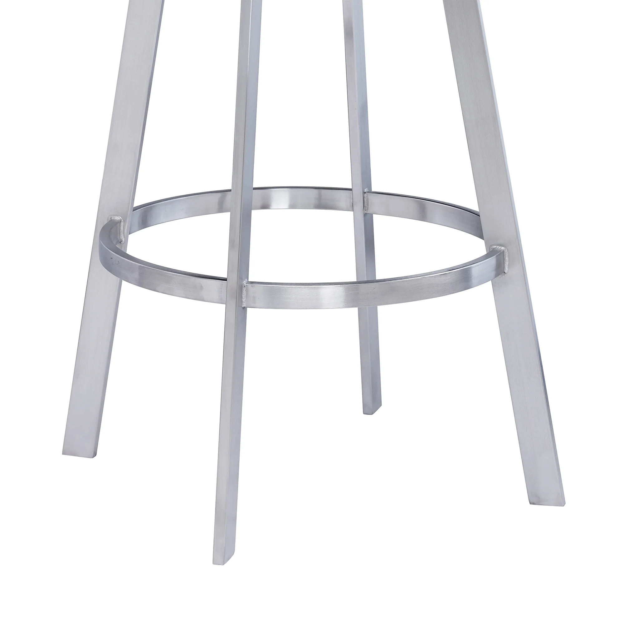 Dione 30" Bar Height Swivel Grey Faux Leather and Brushed Stainless Steel Bar Stool By Armen Living - Image 10