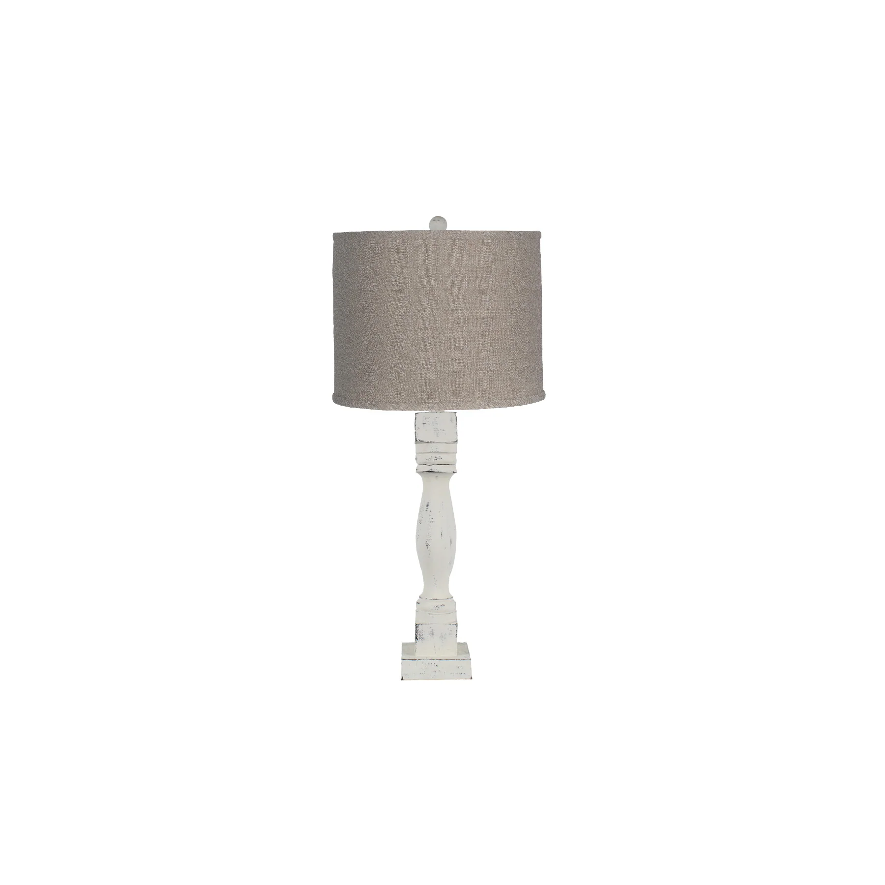 Distressed White Table Lamp with Neutral Fabric Shade By Homeroots