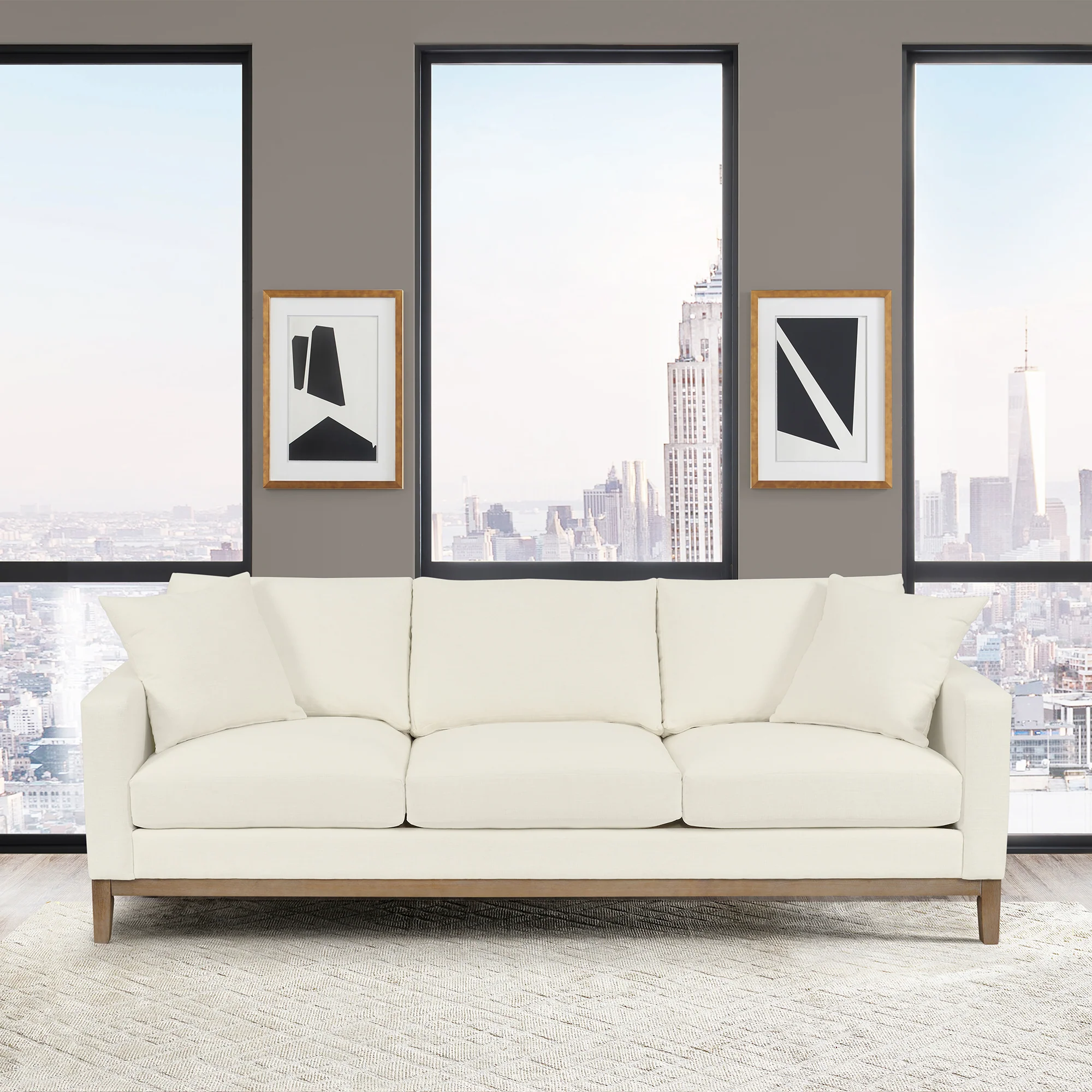 Donna 93" Upholstered Sofa in Sugar By Armen Living