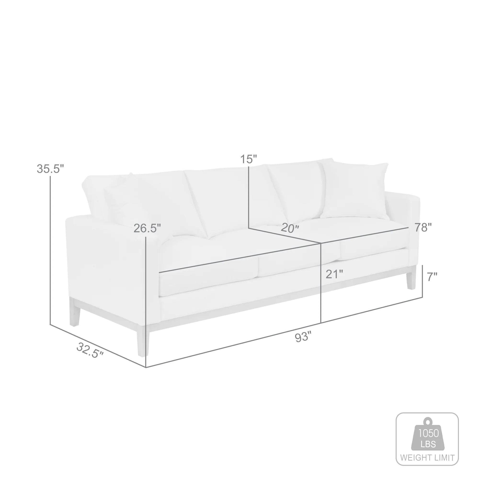 Donna 93" Upholstered Sofa in Sugar By Armen Living - Image 8