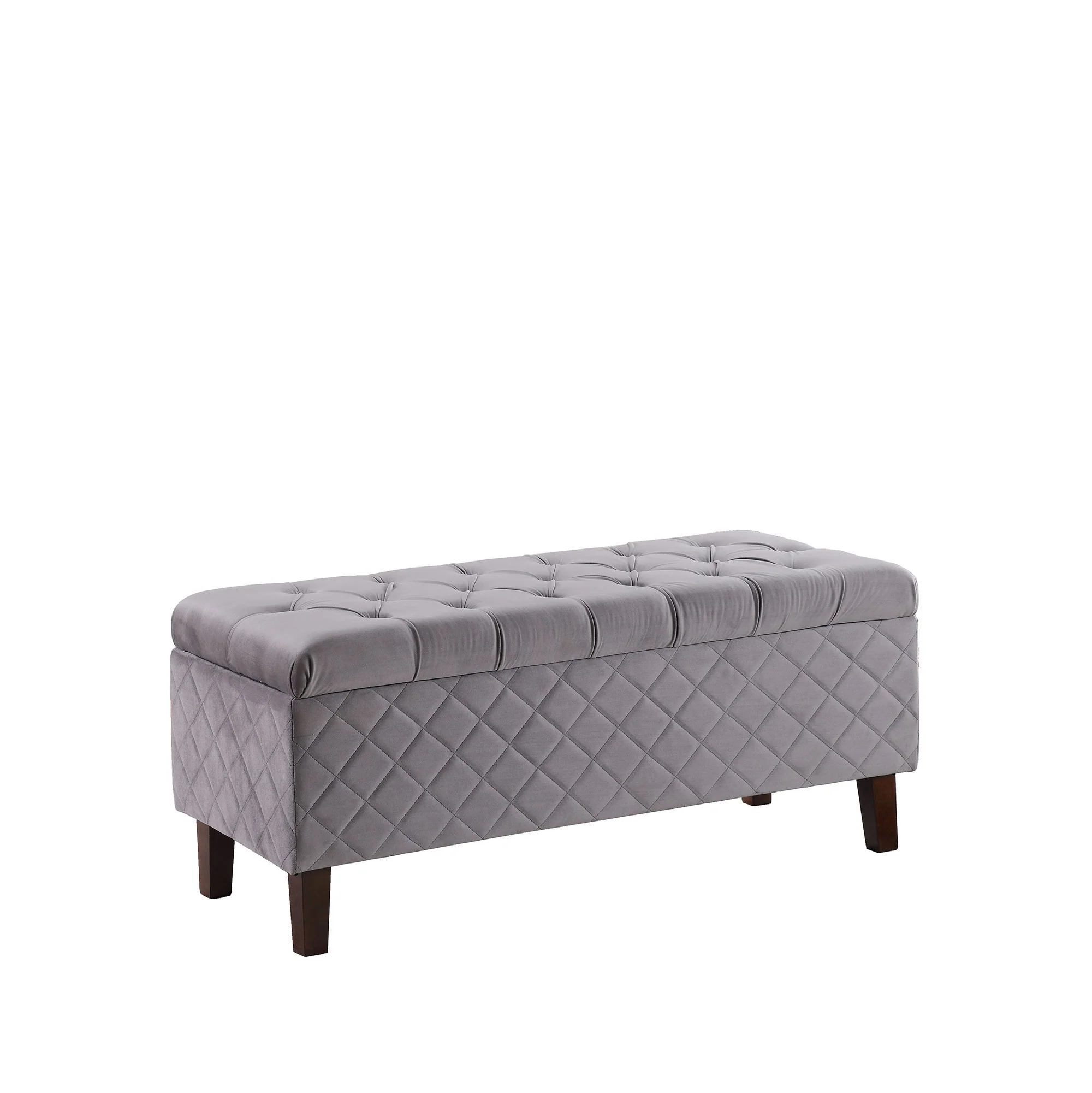 Dove Gray Quilted and Tufted Storage Bench By Homeroots - Image 7