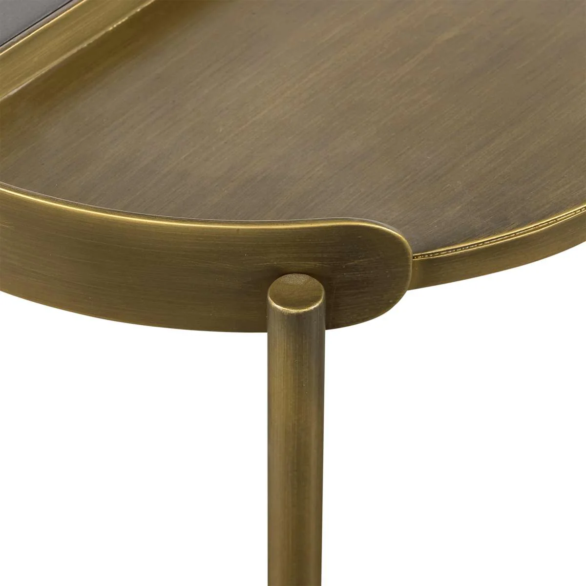 Dua Gray Concrete End Table with Antique Brass By Armen Living - Image 5