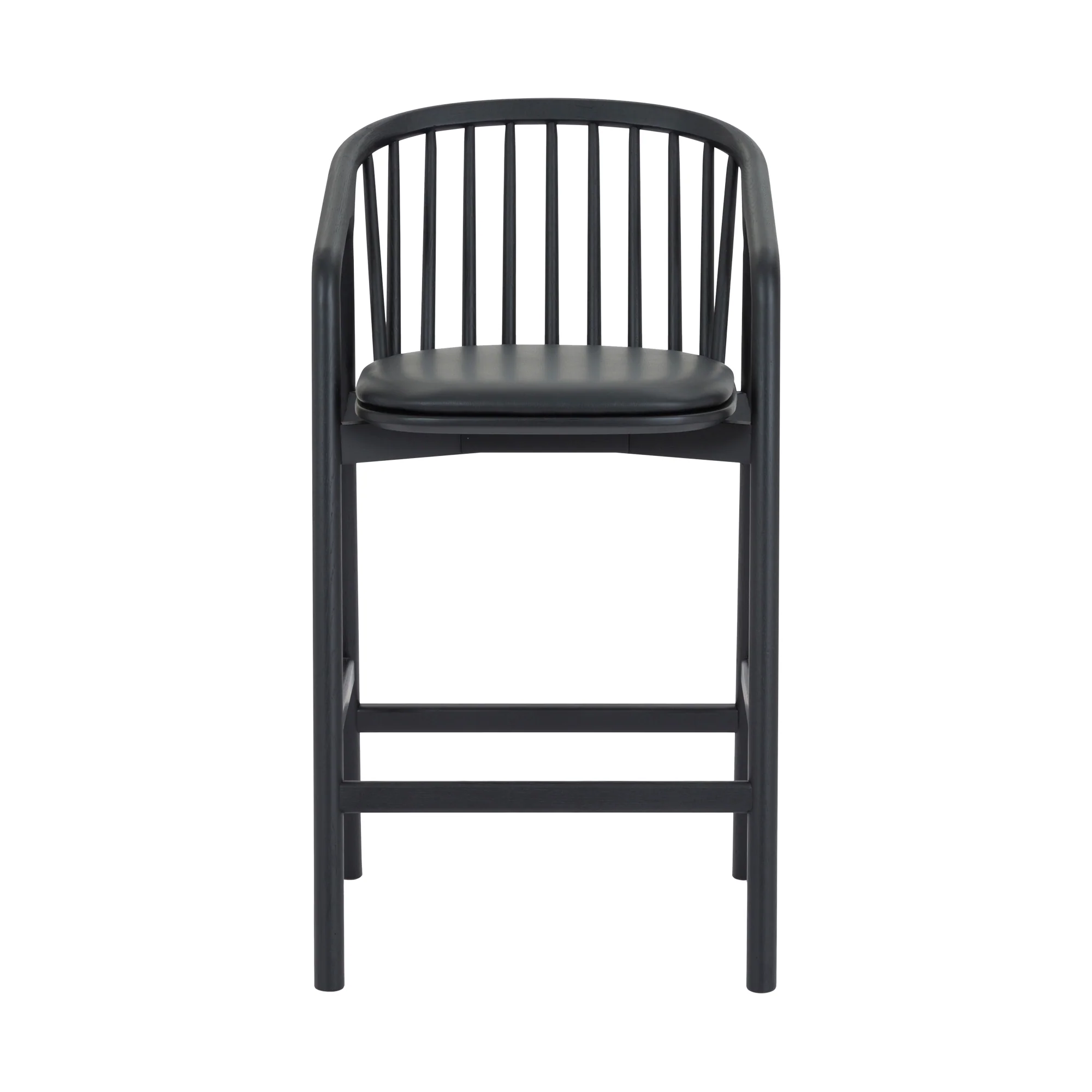 Echo Black Oak Wood and Faux Leather Bar Stool By Armen Living - Image 3