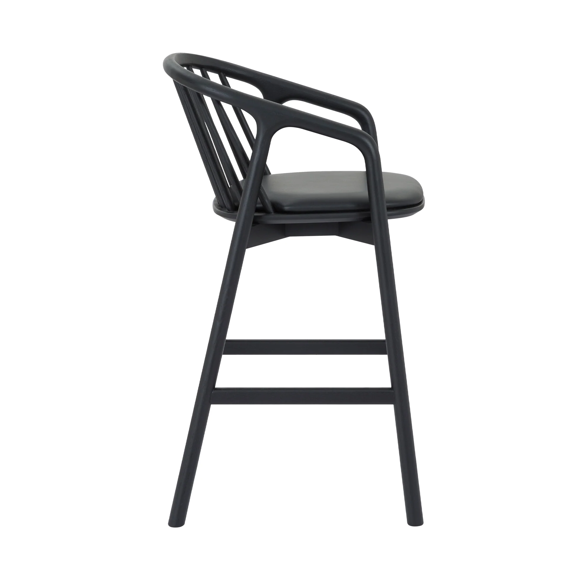 Echo Black Oak Wood and Faux Leather Bar Stool By Armen Living - Image 4