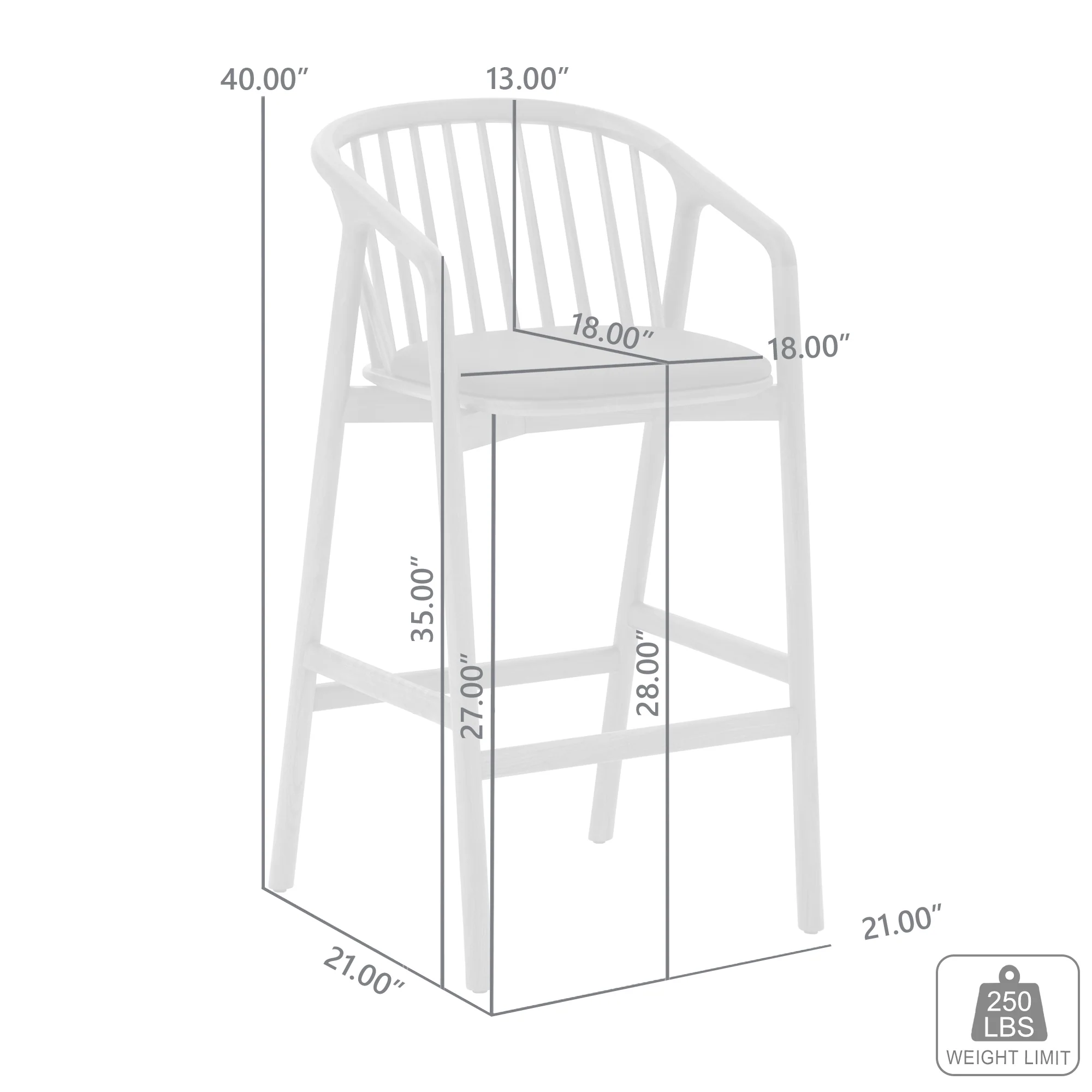 Echo Walnut Wood and Black Faux Leather Bar Stool By Armen Living - Image 10