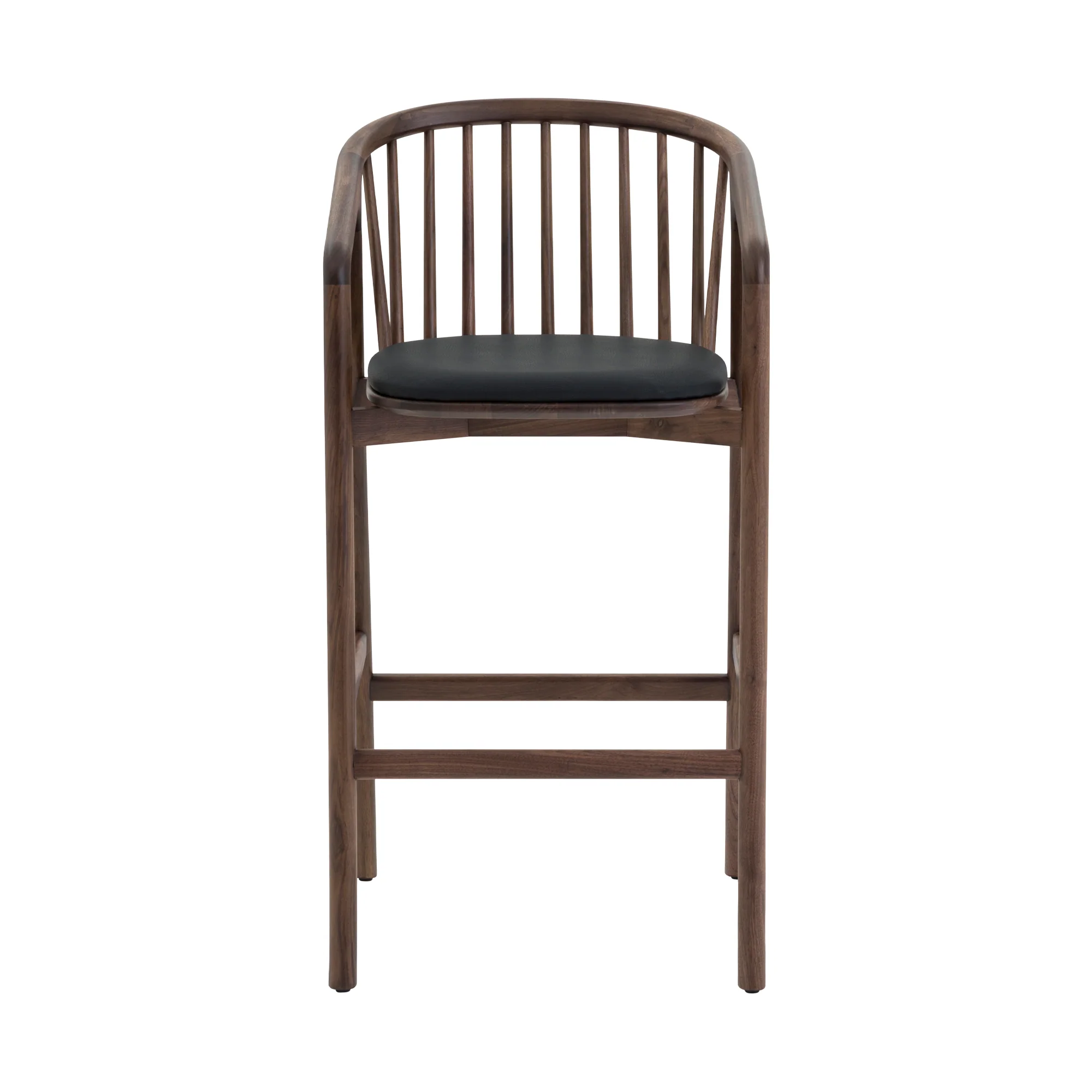 Echo Walnut Wood and Black Faux Leather Bar Stool By Armen Living - Image 3