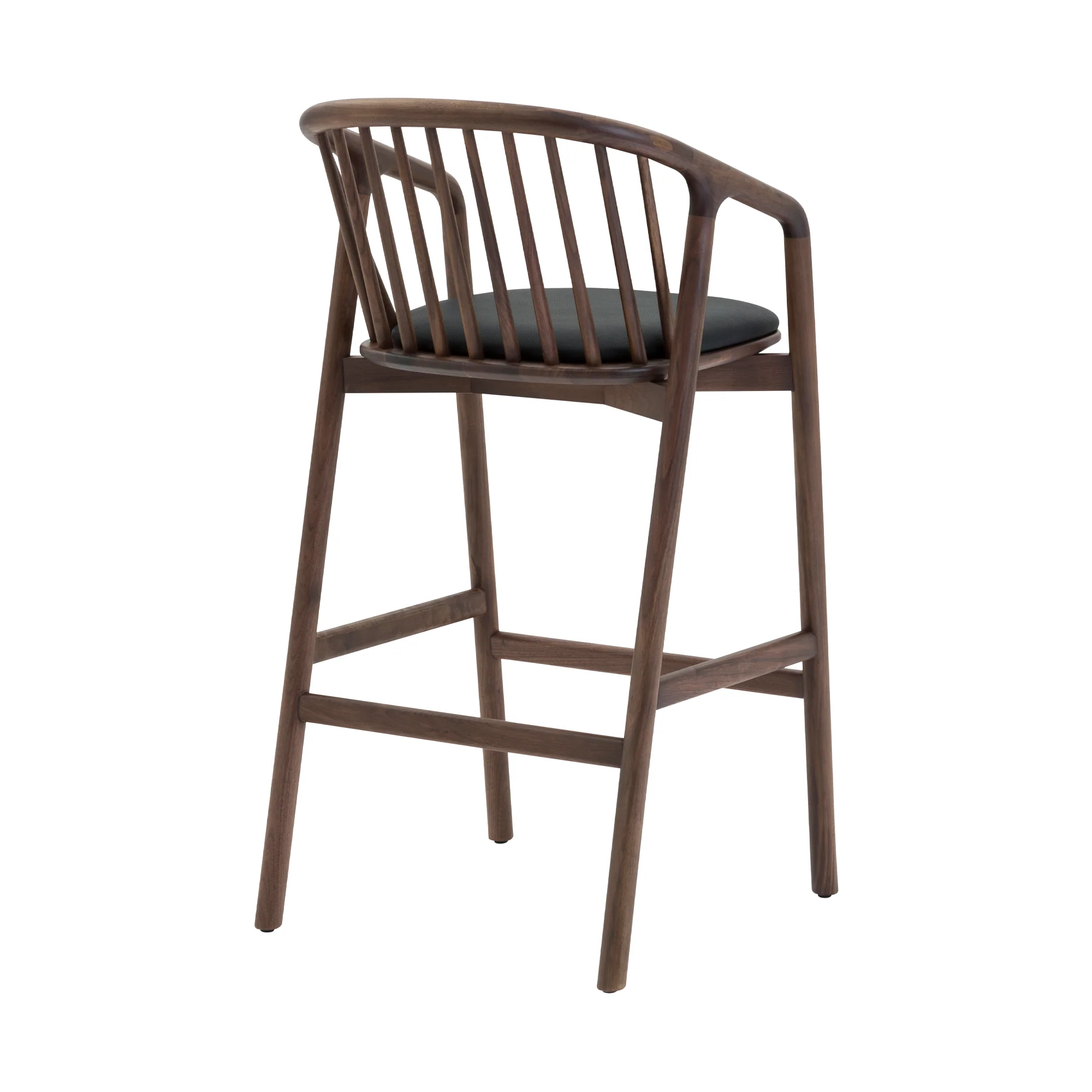 Echo Walnut Wood and Black Faux Leather Bar Stool By Armen Living - Image 5