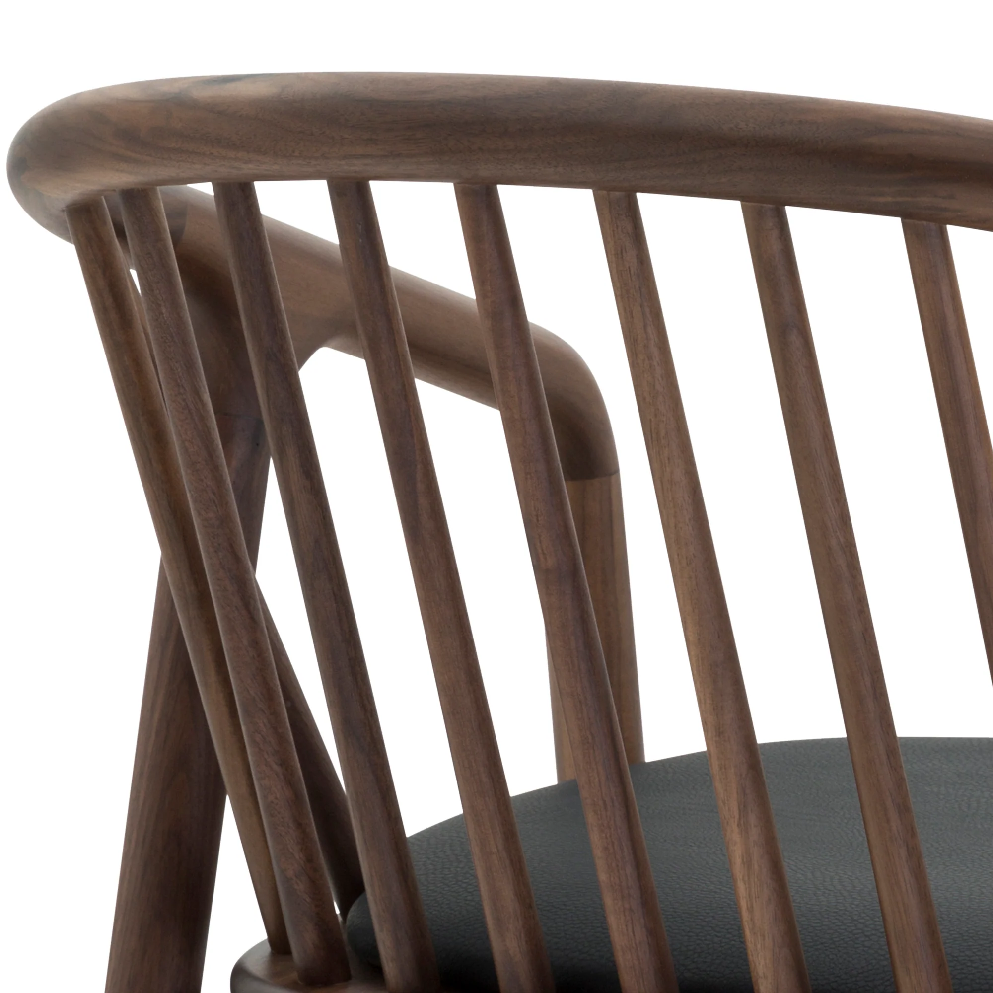 Echo Walnut Wood and Black Faux Leather Bar Stool By Armen Living - Image 9