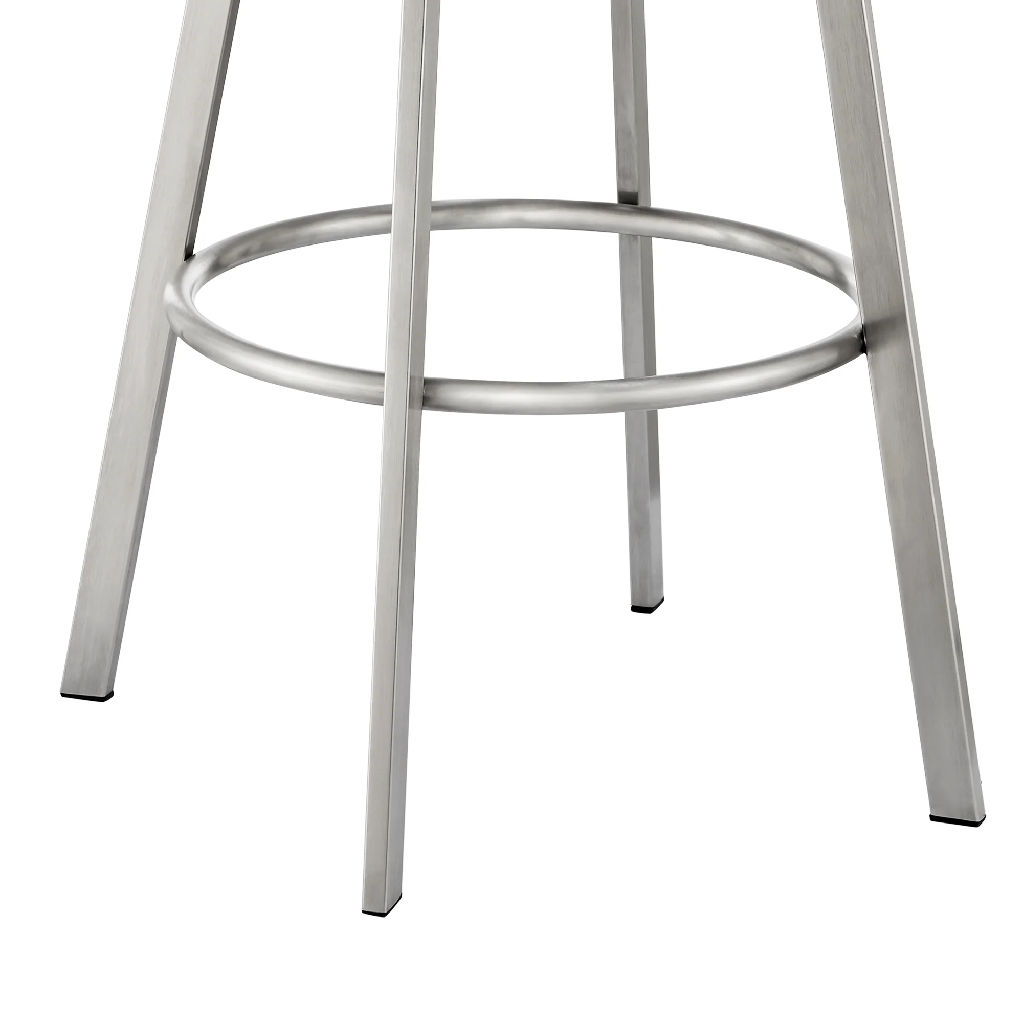 Eleanor 26" Swivel Counter Stool in Brushed Stainless Steel and Black Faux Leather By Armen Living - Image 18