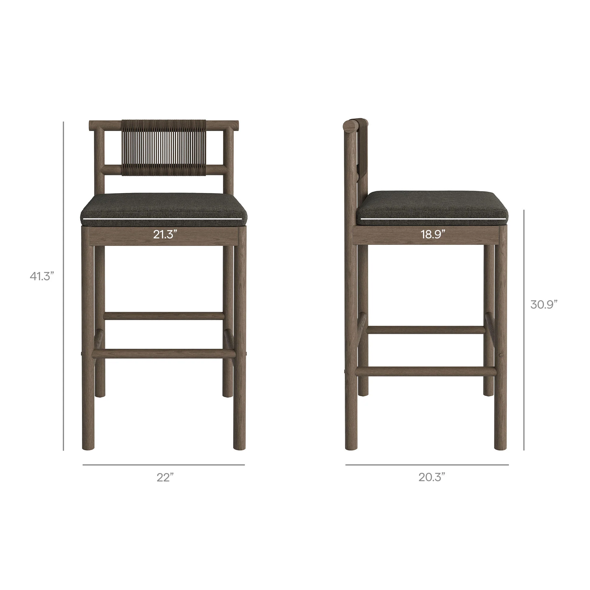 Eleni Outdoor Patio Teak Wood Bar Stools Set of 2 by Modway - Image 20