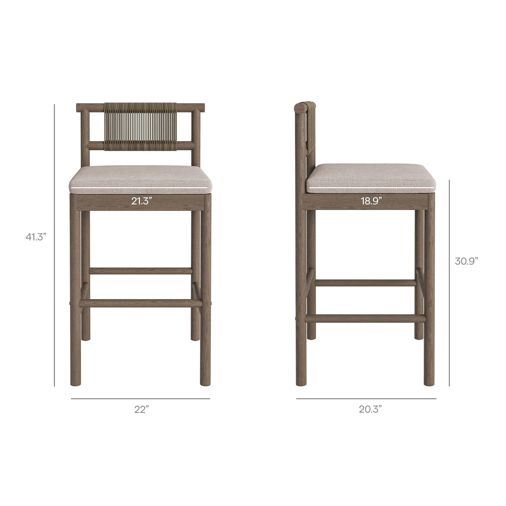 Eleni Outdoor Patio Teak Wood Bar Stools Set of 2 by Modway - Image 30