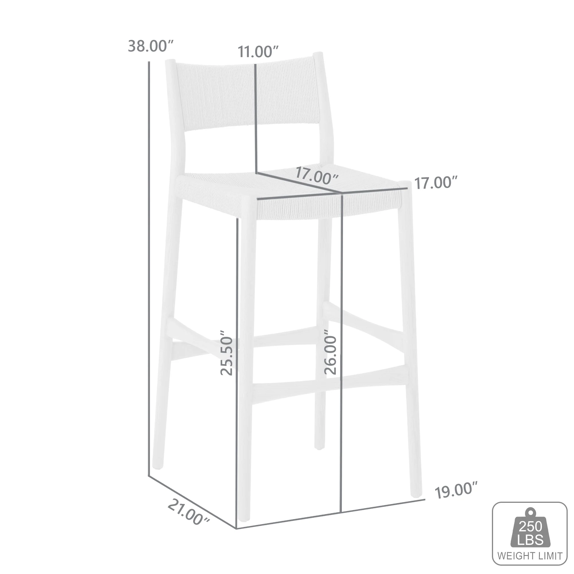 Erie Black Woven Paper Cord and Wood Counter Stool By Armen Living - Image 10