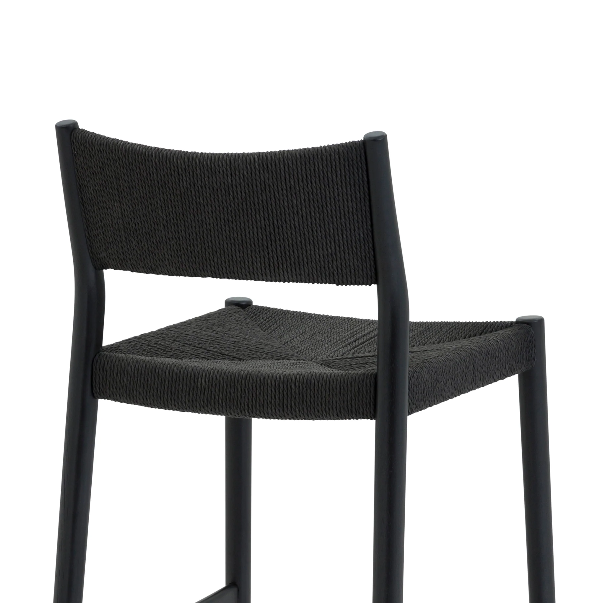 Erie Black Woven Paper Cord and Wood Counter Stool By Armen Living - Image 7
