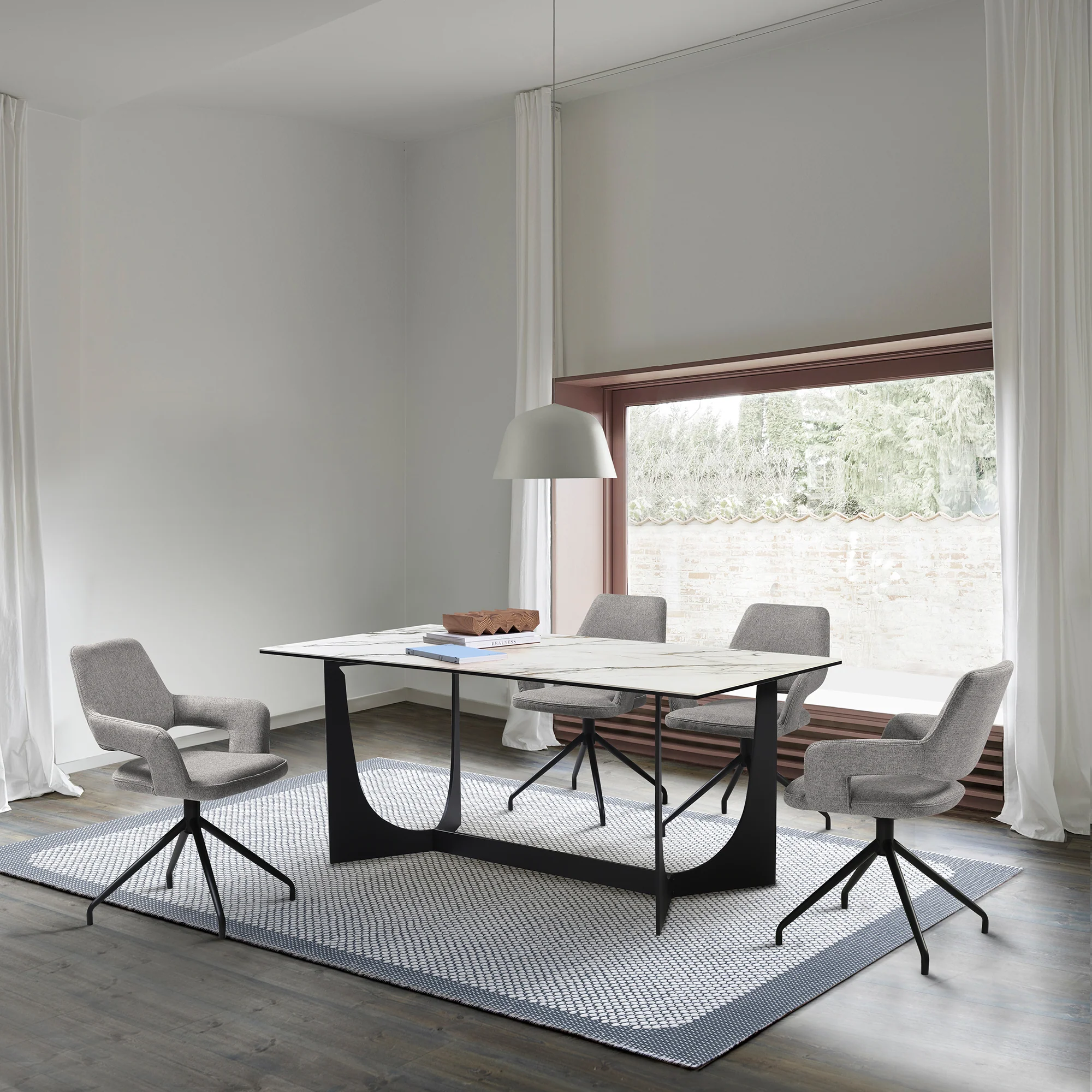 Esme Penny 5 Piece Dining Set with Gray Fabric Chairs By Armen Living