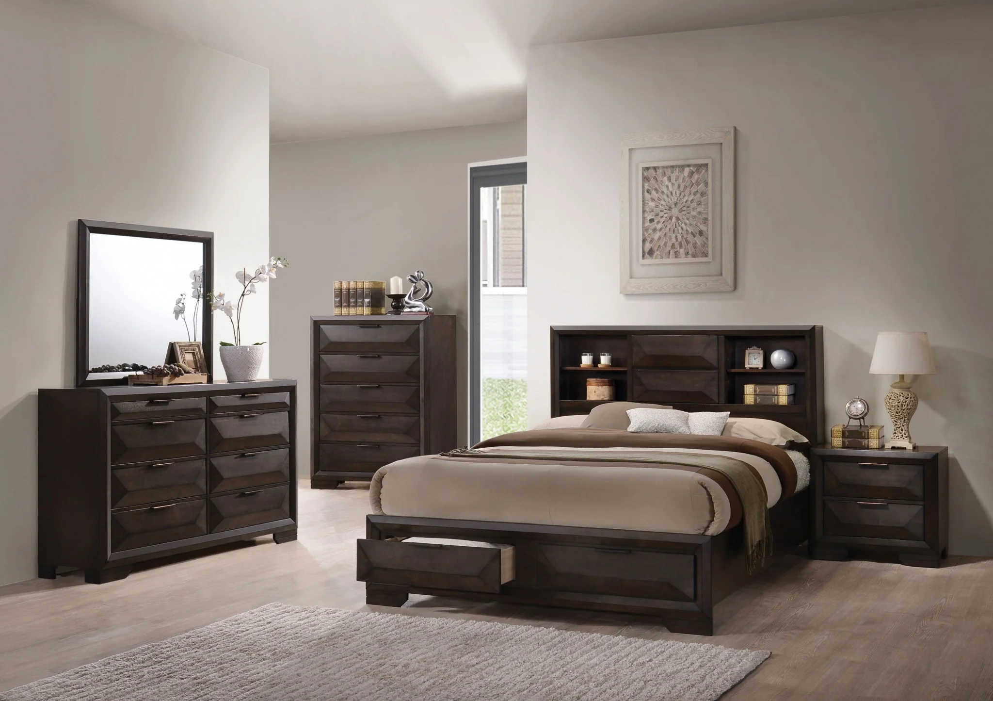 Espresso Rubber Wood Nightstand By Homeroots - 318724 - Image 5