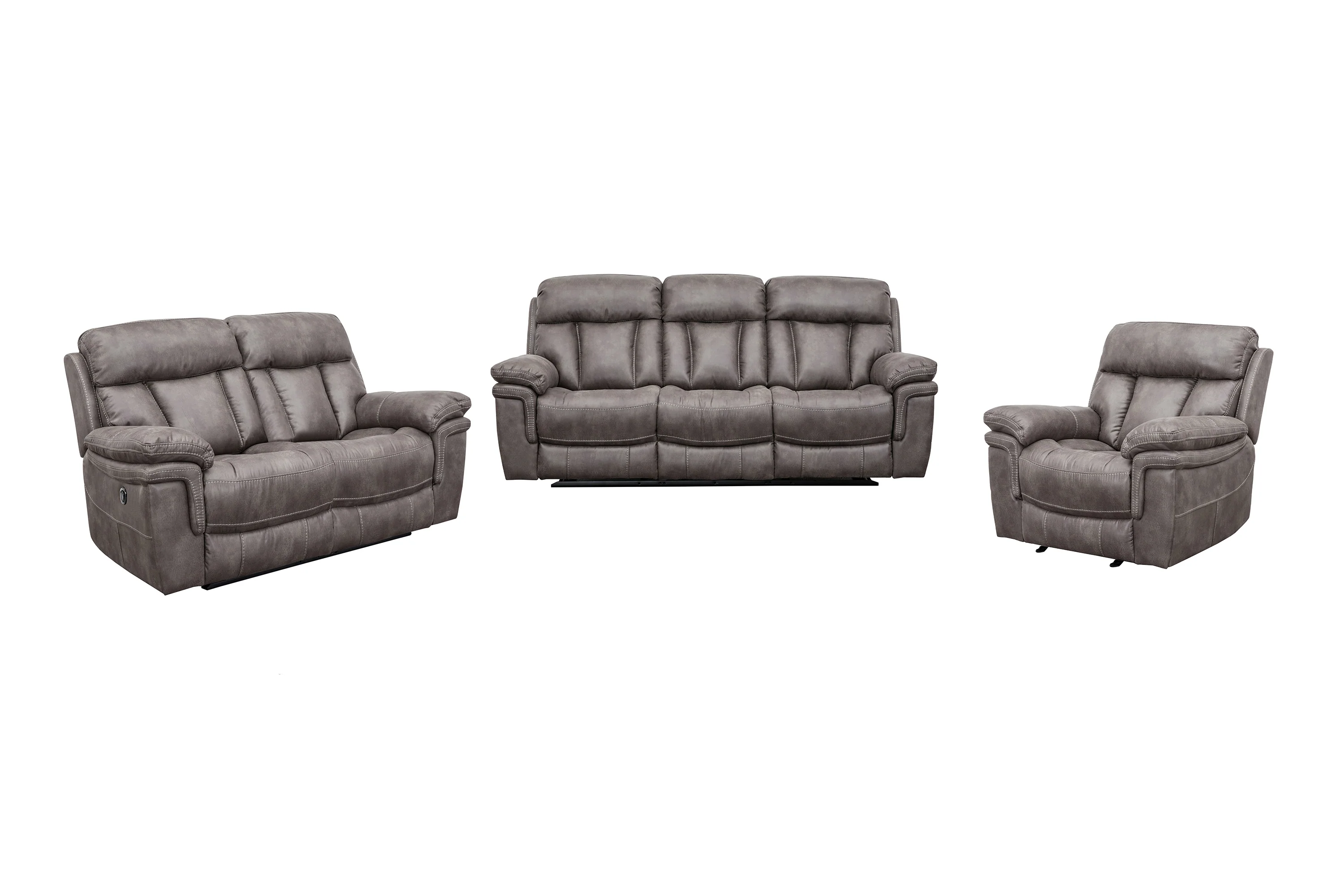 Estelle Power Reclining 3 Piece Living room Set in Gunmetal Fabric By Armen Living - Image 2