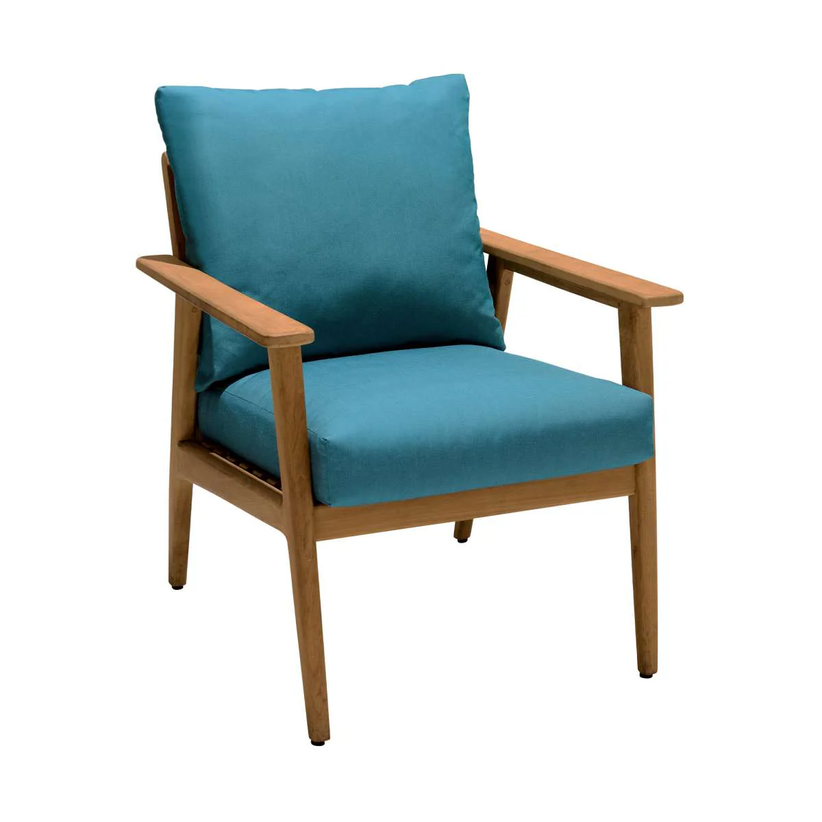 Eve Outdoor 4 Piece Teak Wood Sofa Seating Set with Teal Olefin By Armen Living - Image 5