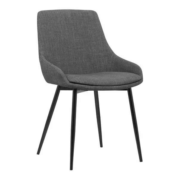 Fabric Upholstered Dining Chair with Metal Legs, Black and Gray By Benzara