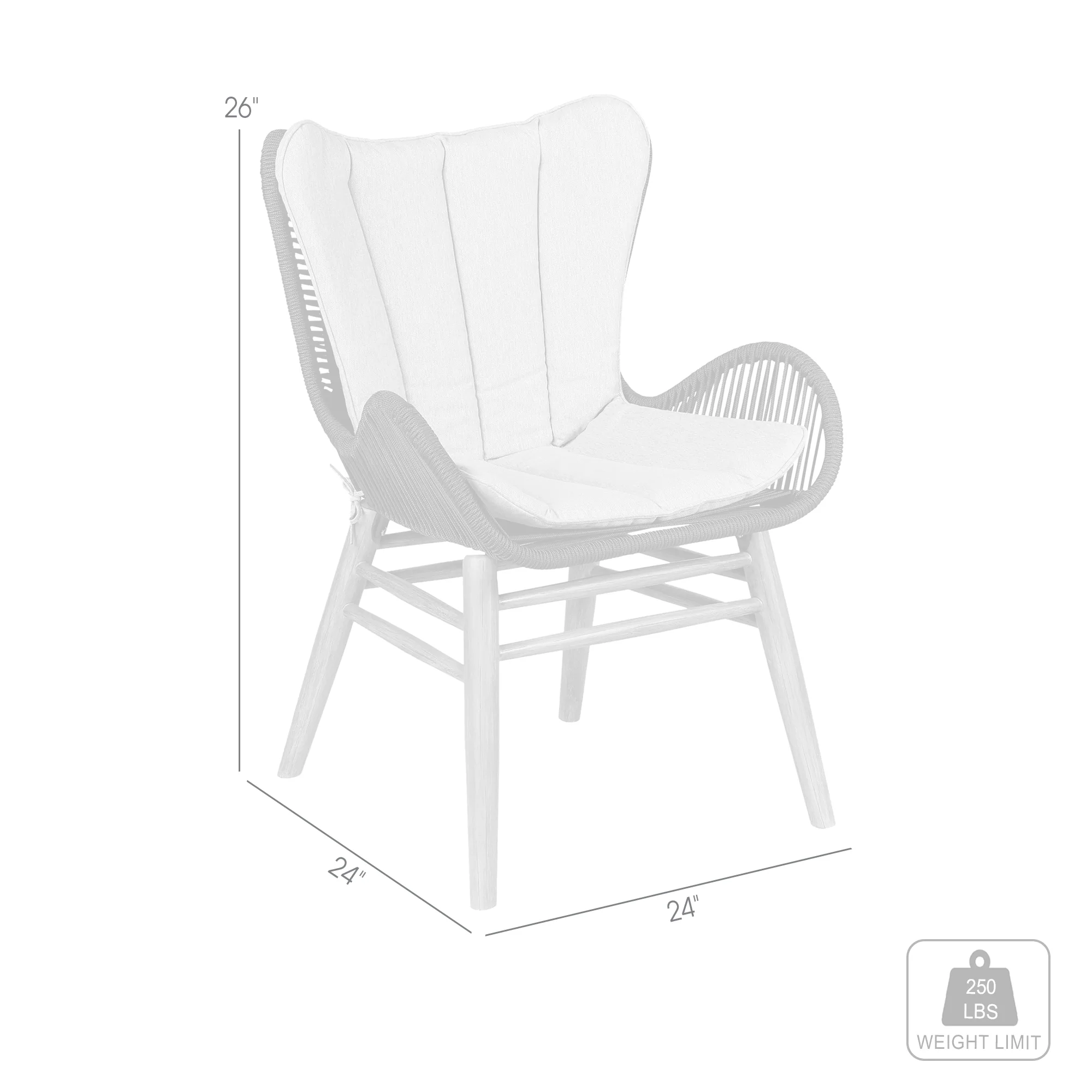 Fanny Outdoor Patio Dining Chair in Light Eucalyptus Wood and Charcoal Rope By Armen Living - Image 10