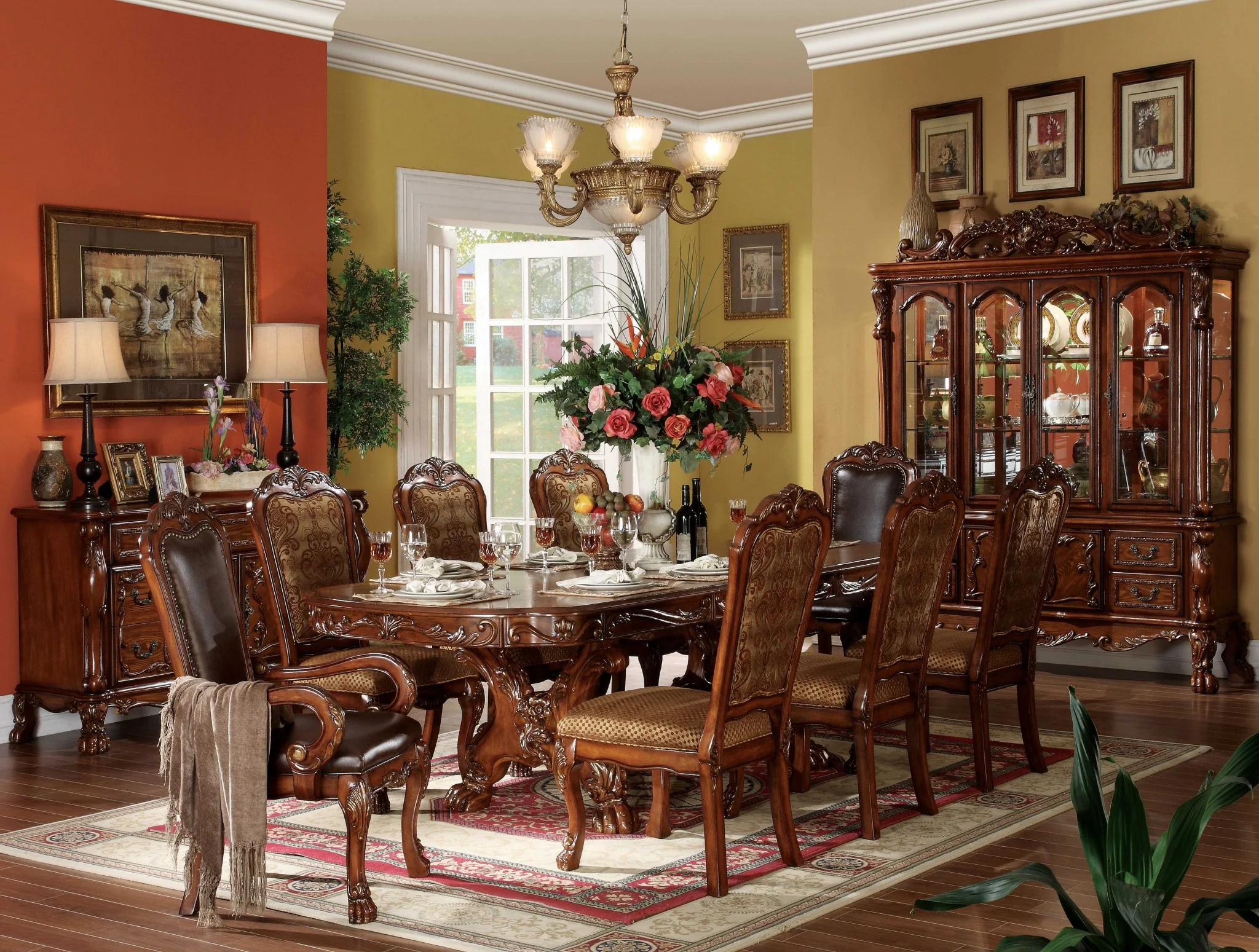 Fau Leather Upholstery And Cherry Oak Wood Finish Arm Chair Set By Homeroots
