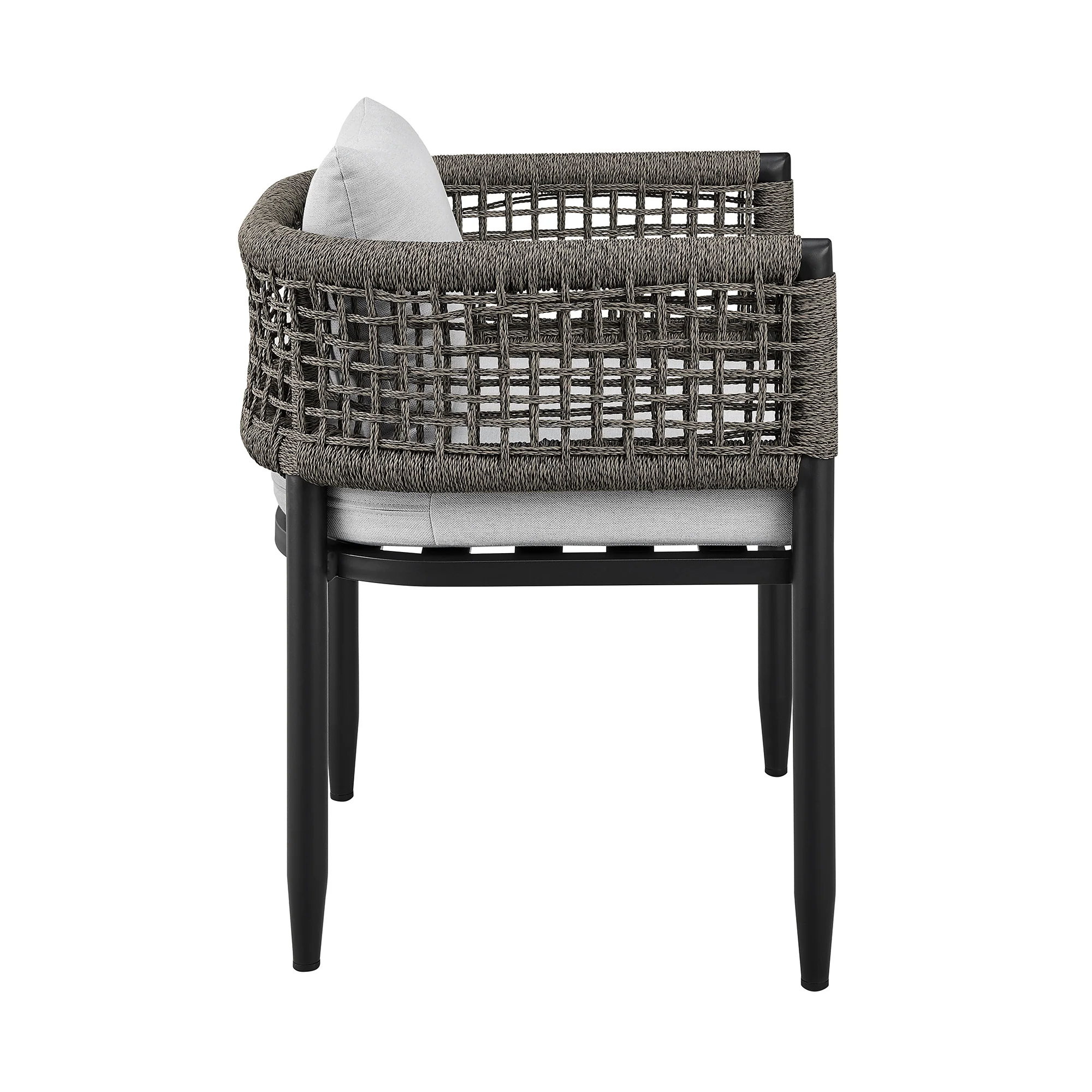 Felicia Outdoor Patio 7-Piece Dining Table Set in Aluminum with Grey Rope and Cushions By Armen Living - Image 4