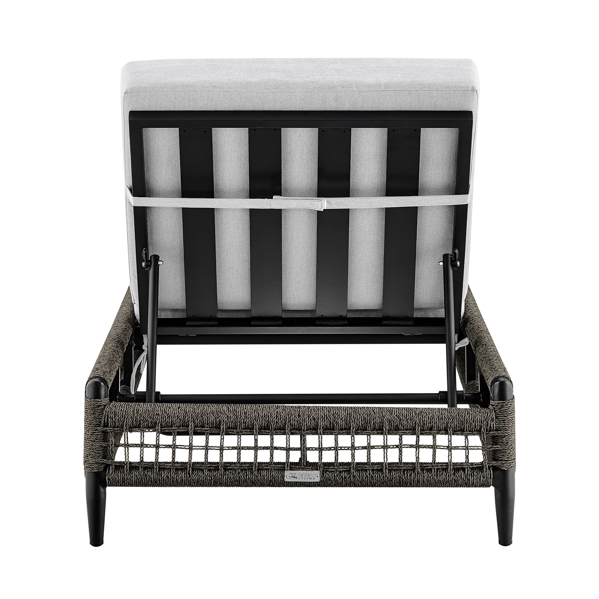Felicia Outdoor Patio Adjustable Chaise Lounge Chair in Aluminum with Grey Rope and Cushions By Armen Living - Image 6