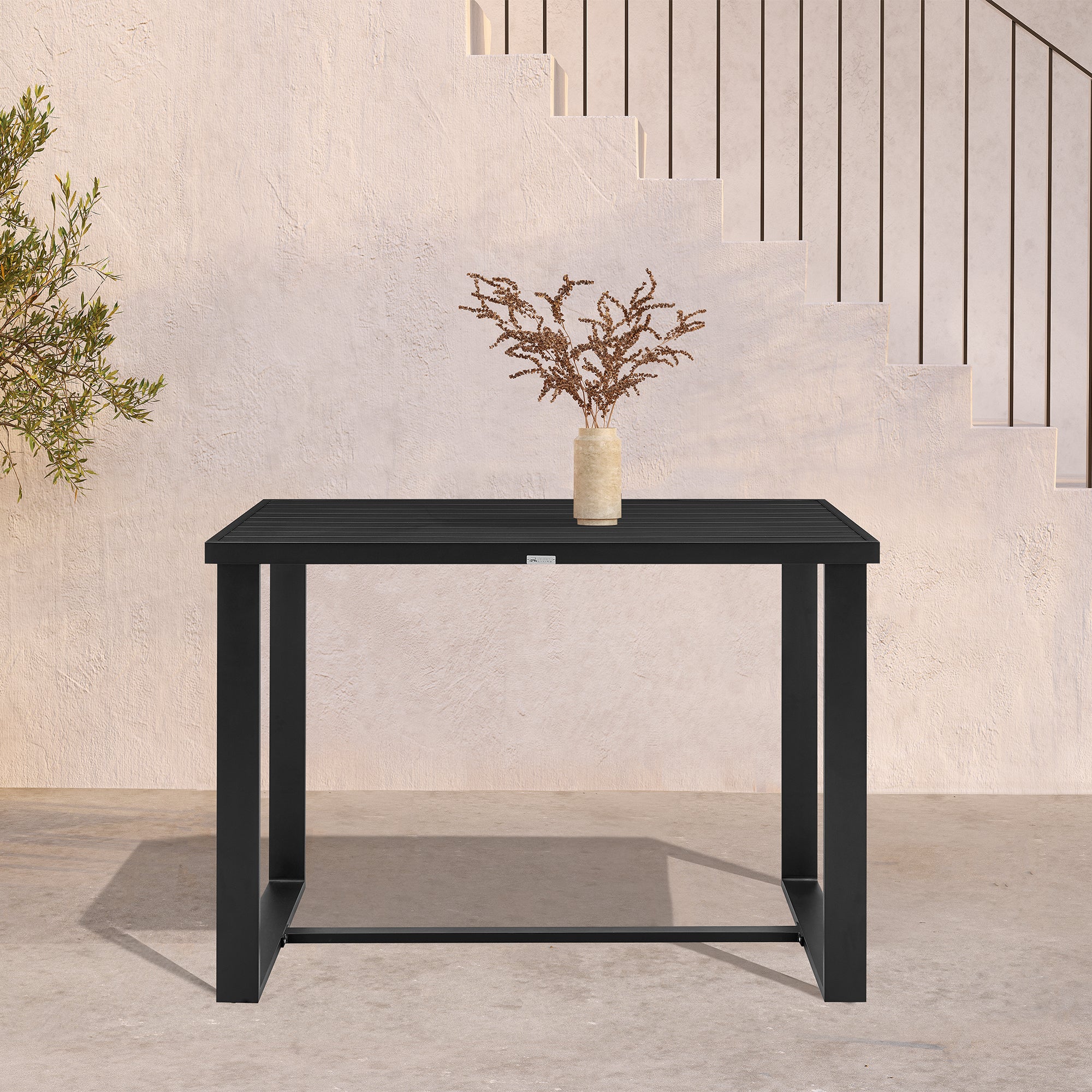 Felicia Outdoor Patio Bar Height Dining Table in Aluminum By Armen Living