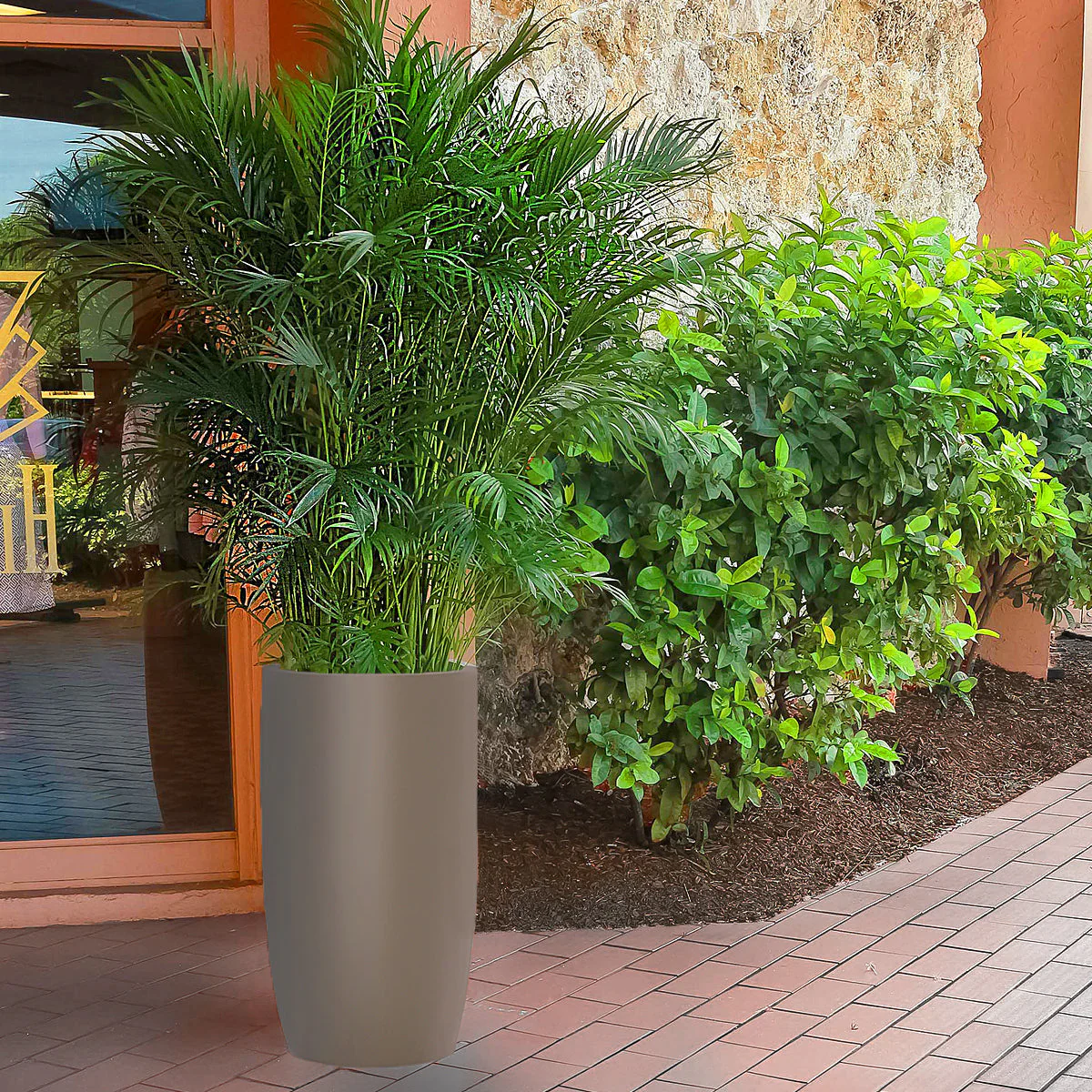 Fiberglass: Barrel 25.5"H Planter, Gunmetal Metallic Satin By Gold Leaf - Image 4
