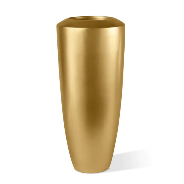 Fiberglass Small Barrel Planter, Gold, Sa By Gold Leaf Design Group