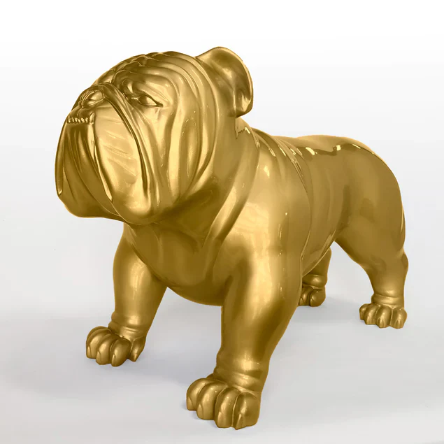 Fiberglass UV  Bulldog MD Outdoor Sculpture, Gold By Gold Leaf Design Group