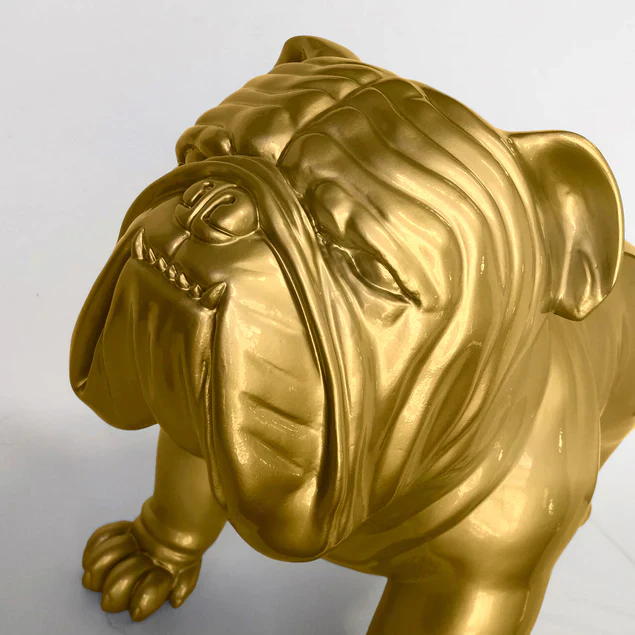 Fiberglass UV  Bulldog MD Outdoor Sculpture, Gold By Gold Leaf Design Group - Image 2