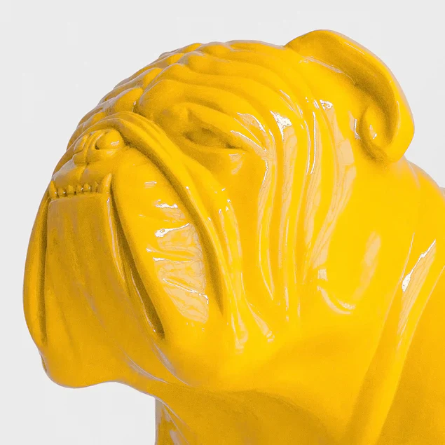 Fiberglass UV  Bulldog MD Outdoor Sculpture, Yellow By Gold Leaf Design Group - Image 3