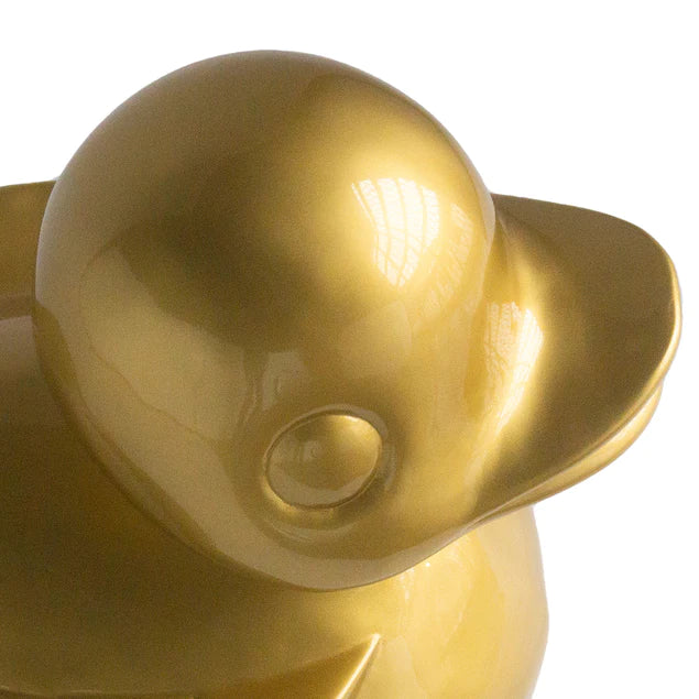 Fiberglass UV  Duck Outdoor Sculpture, GOLD PAI By Gold Leaf Design Group - Image 3