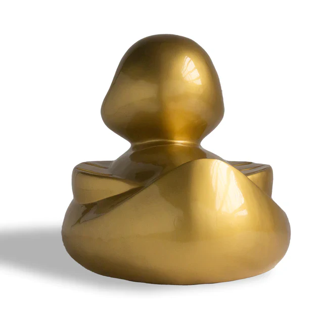 Fiberglass UV  Duck Outdoor Sculpture, GOLD PAI By Gold Leaf Design Group - Image 6