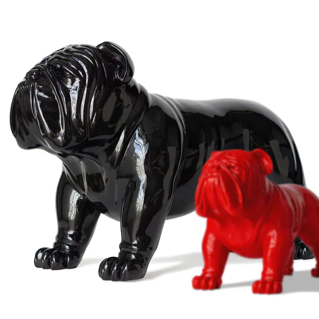 Fiberglass Bulldog  Large Sculpture, Black By Gold Leaf Design Group