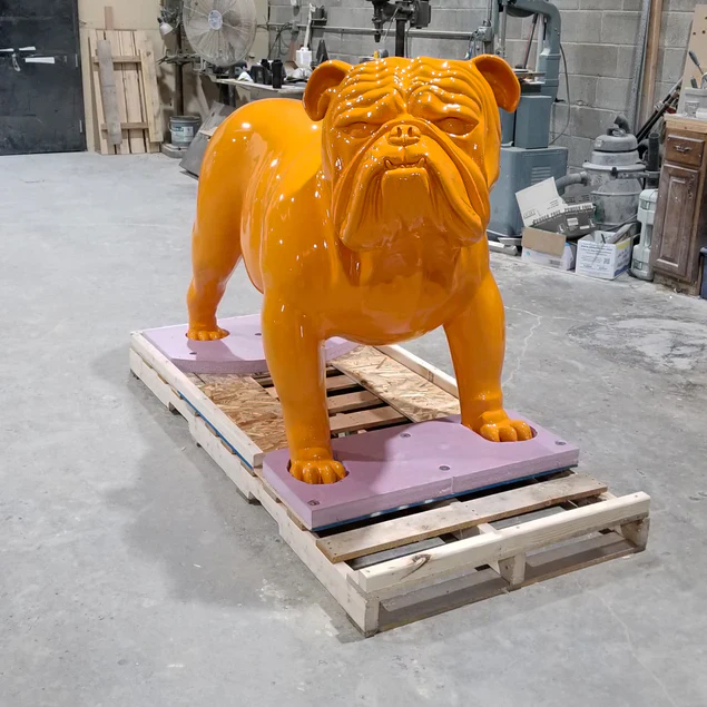 Fiberglass Bulldog  Large Sculpture, Black By Gold Leaf Design Group - Image 4
