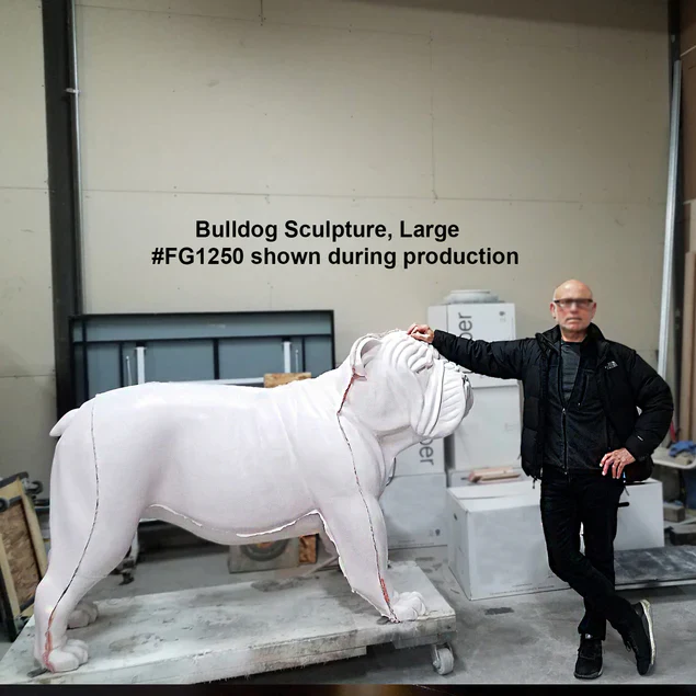 Fiberglass Bulldog  Large Sculpture, Black By Gold Leaf Design Group - Image 6