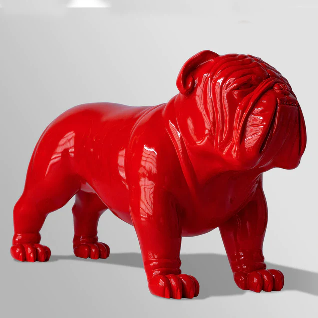 Fiberglass Bulldog Large Indore Sculpture, Red By Gold Leaf Design Group